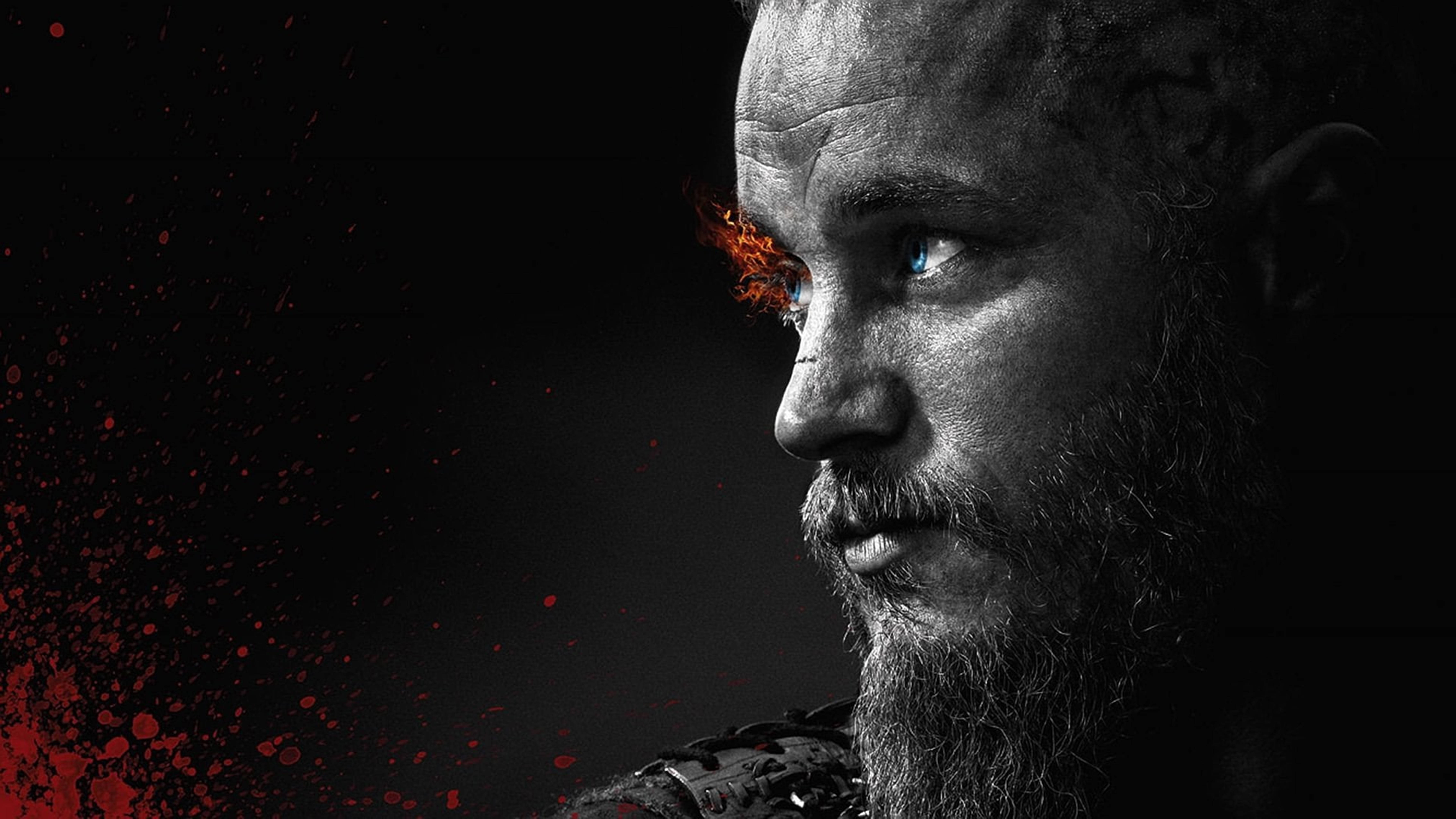 Ragnar Lothbrok 4K Vikings Pestaña Ardiente Blanco y Negro Fondos de pantalla