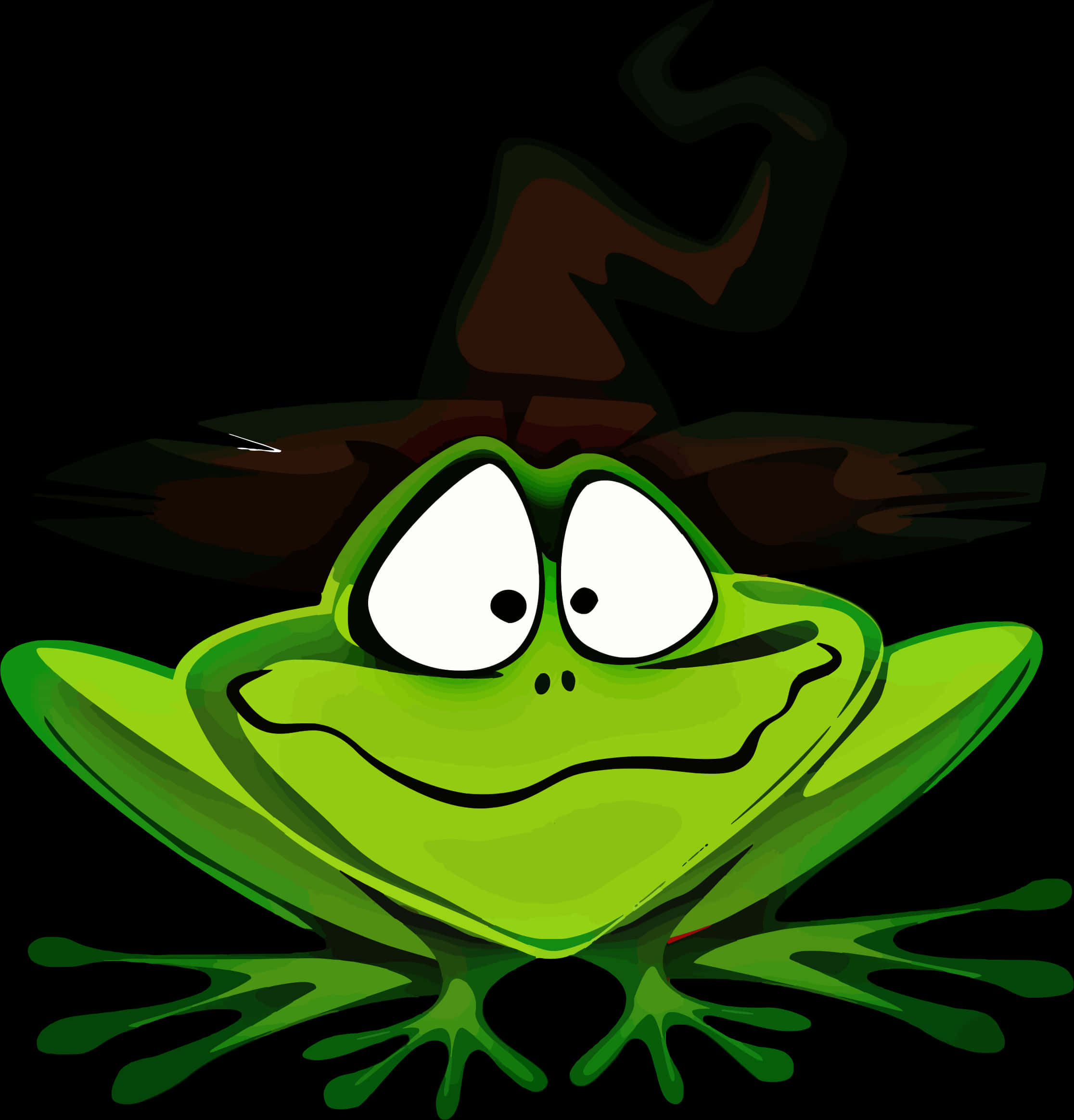 Rana de caricatura con sombrero de bruja Fondos de pantalla