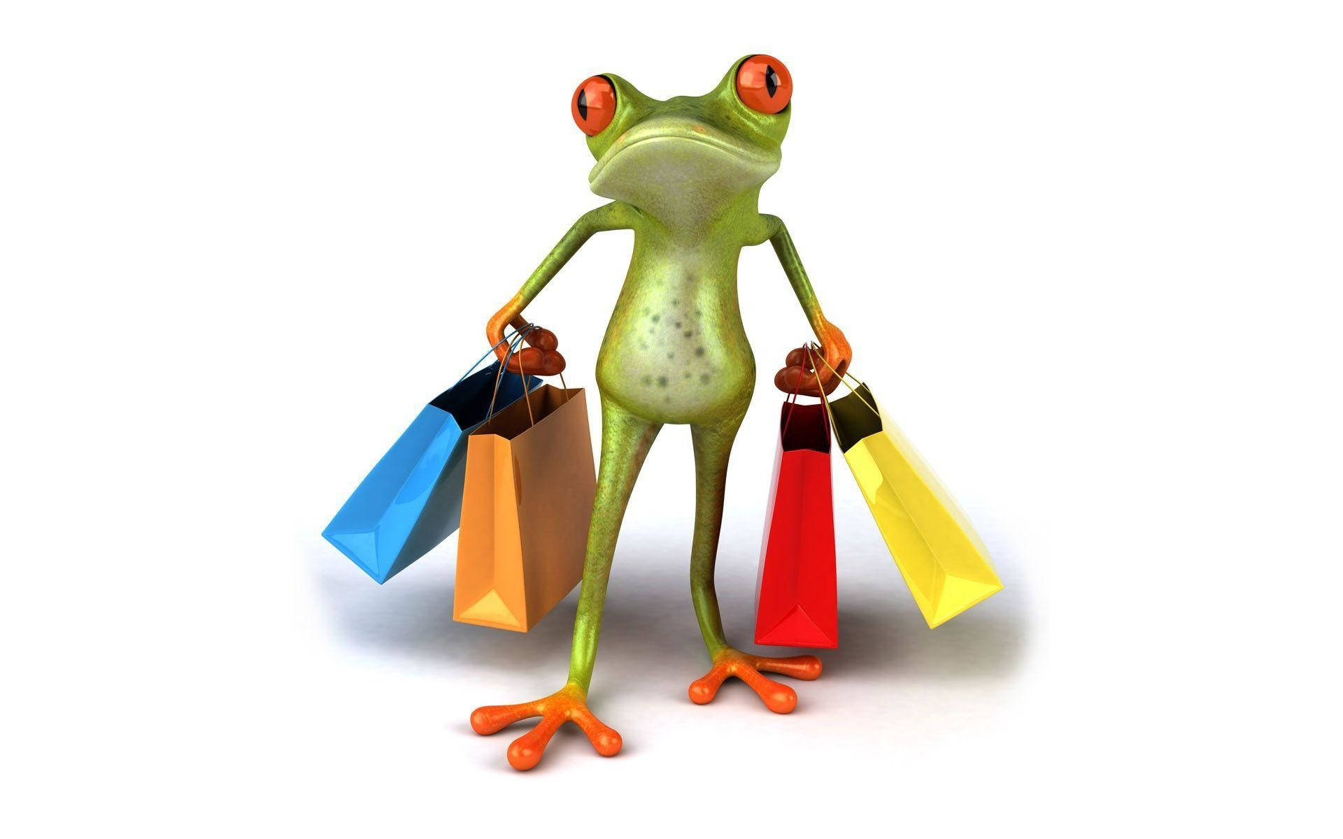 Rana kawaii de compras Fondos de pantalla