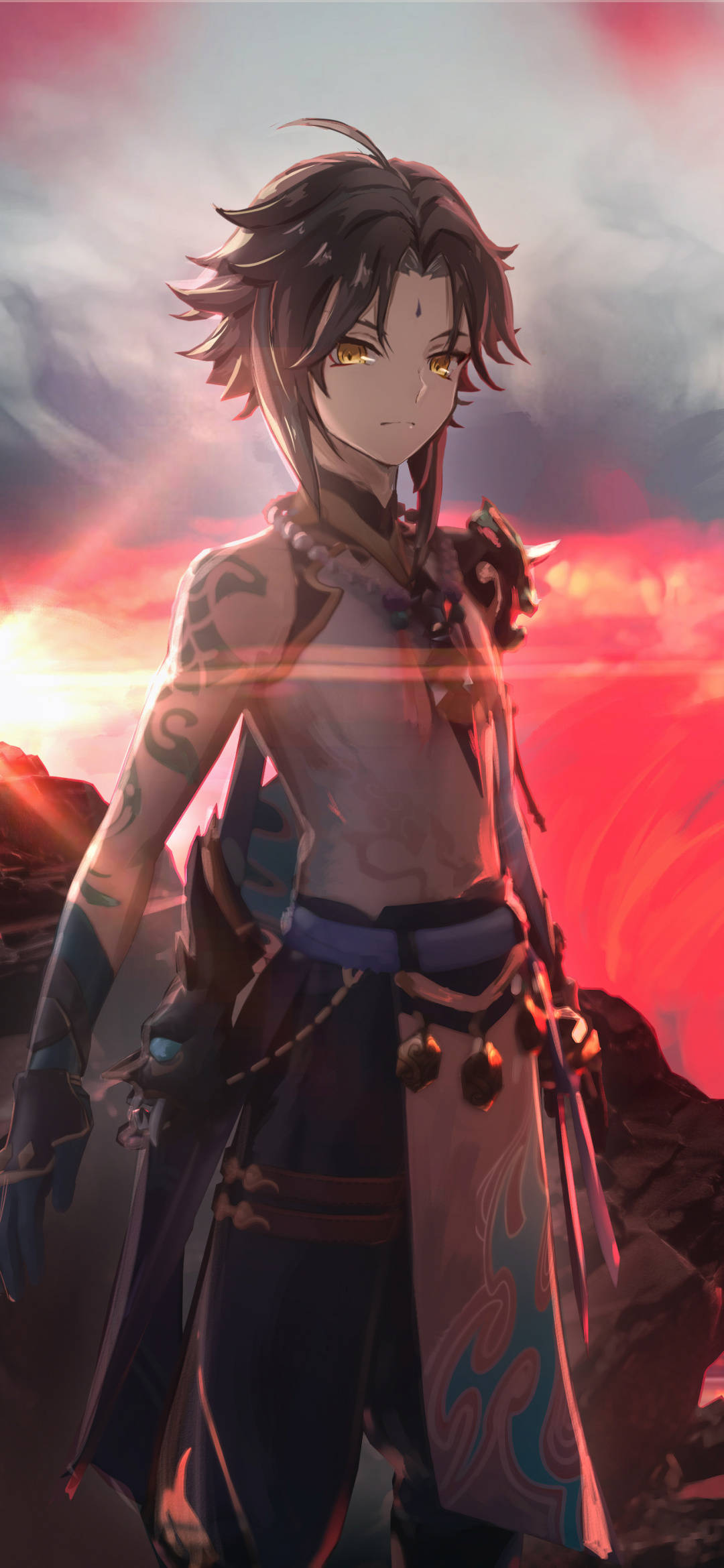 Razor sin camisa de Genshin Impact para teléfono Fondos de pantalla