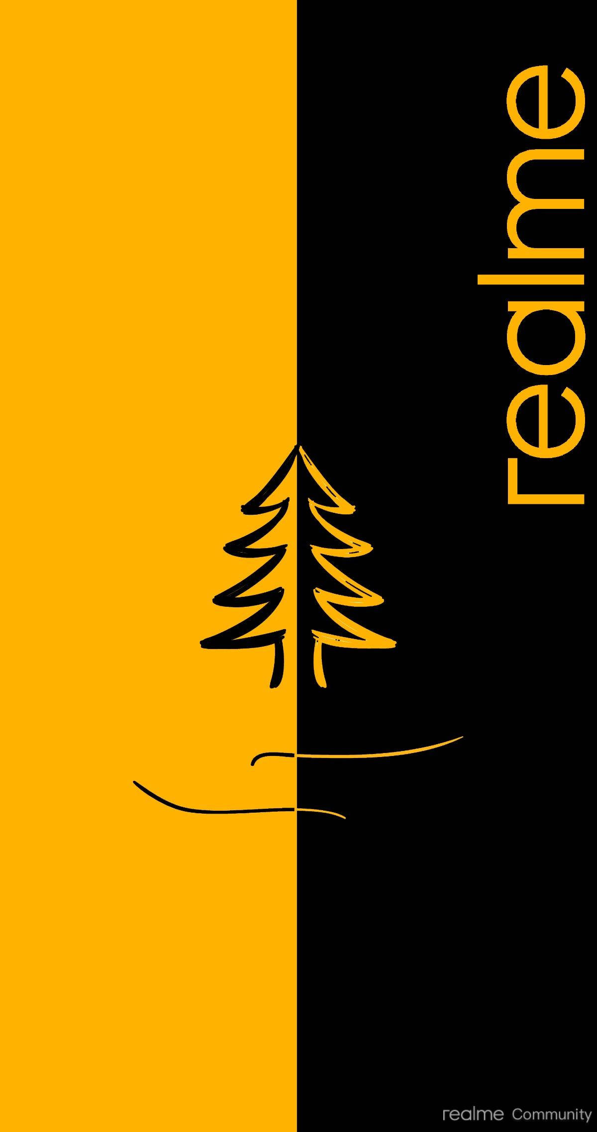 Realme 7 Pro Árbol Negro y Amarillo Fondos de pantalla