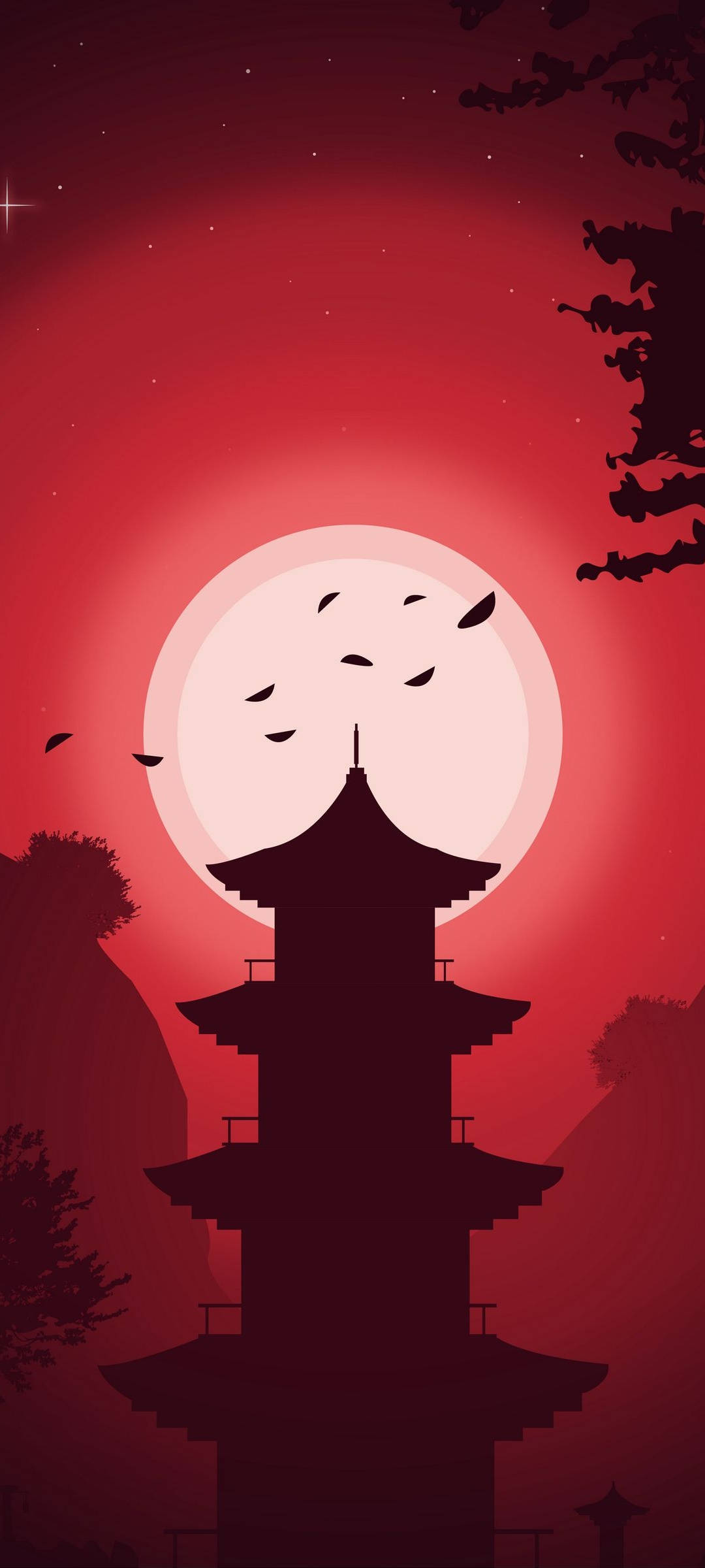 Redmi Note 10 Silueta de Pagoda Fondos de pantalla