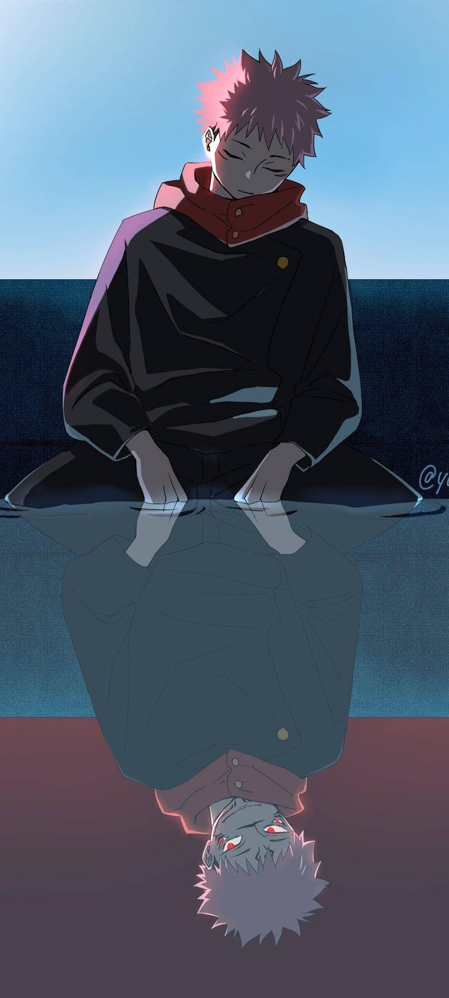 Reflejo de Yuji Itadori Jujutsu Kaisen iPhone Fondos de pantalla