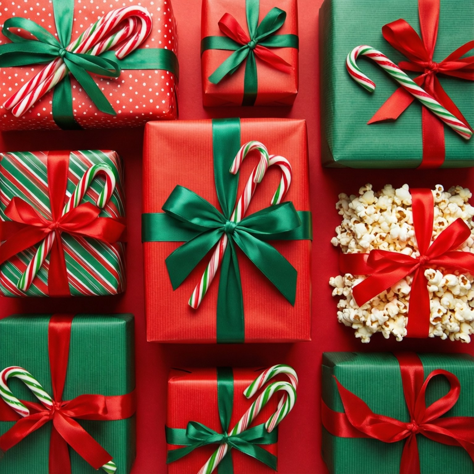 Regalos Navideños en Vista Superior Fondos de pantalla