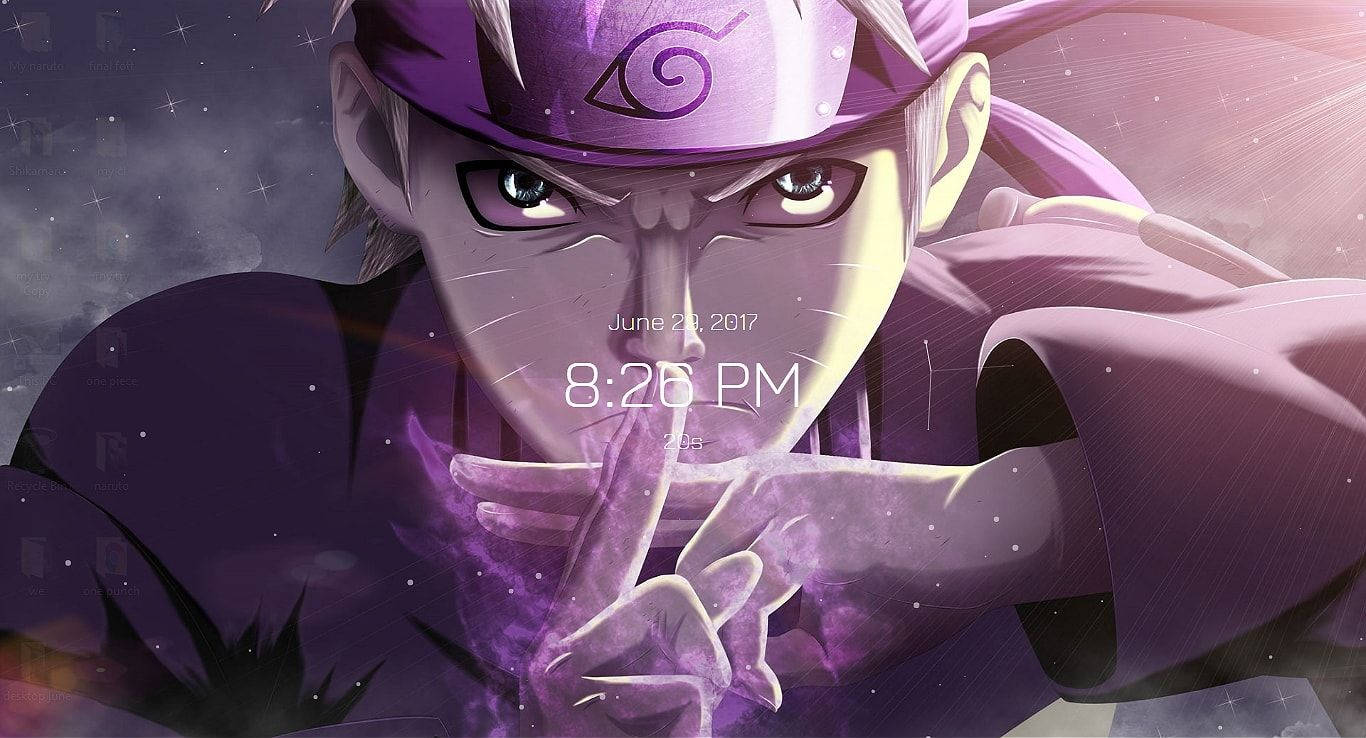 Reloj Digital Estético Púrpura de Naruto en Vivo Fondos de pantalla
