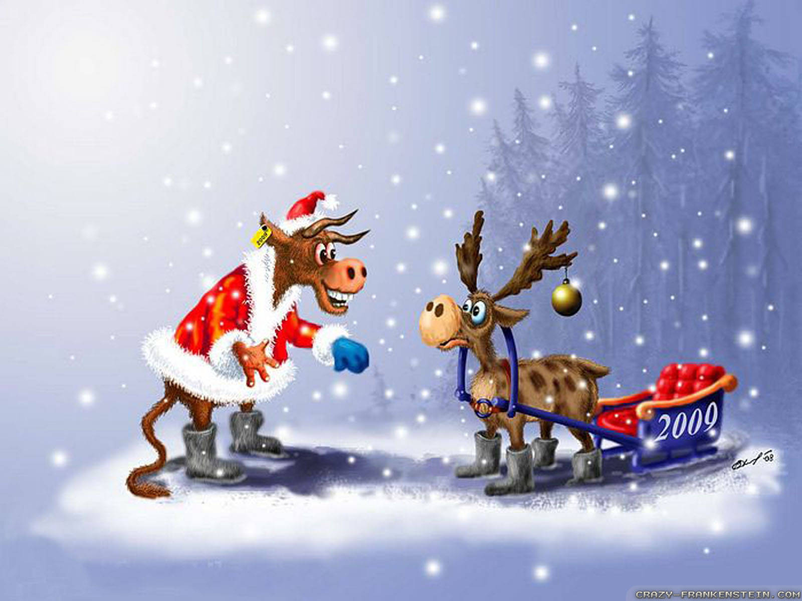 Renos divertidos de Navidad Fondos de pantalla