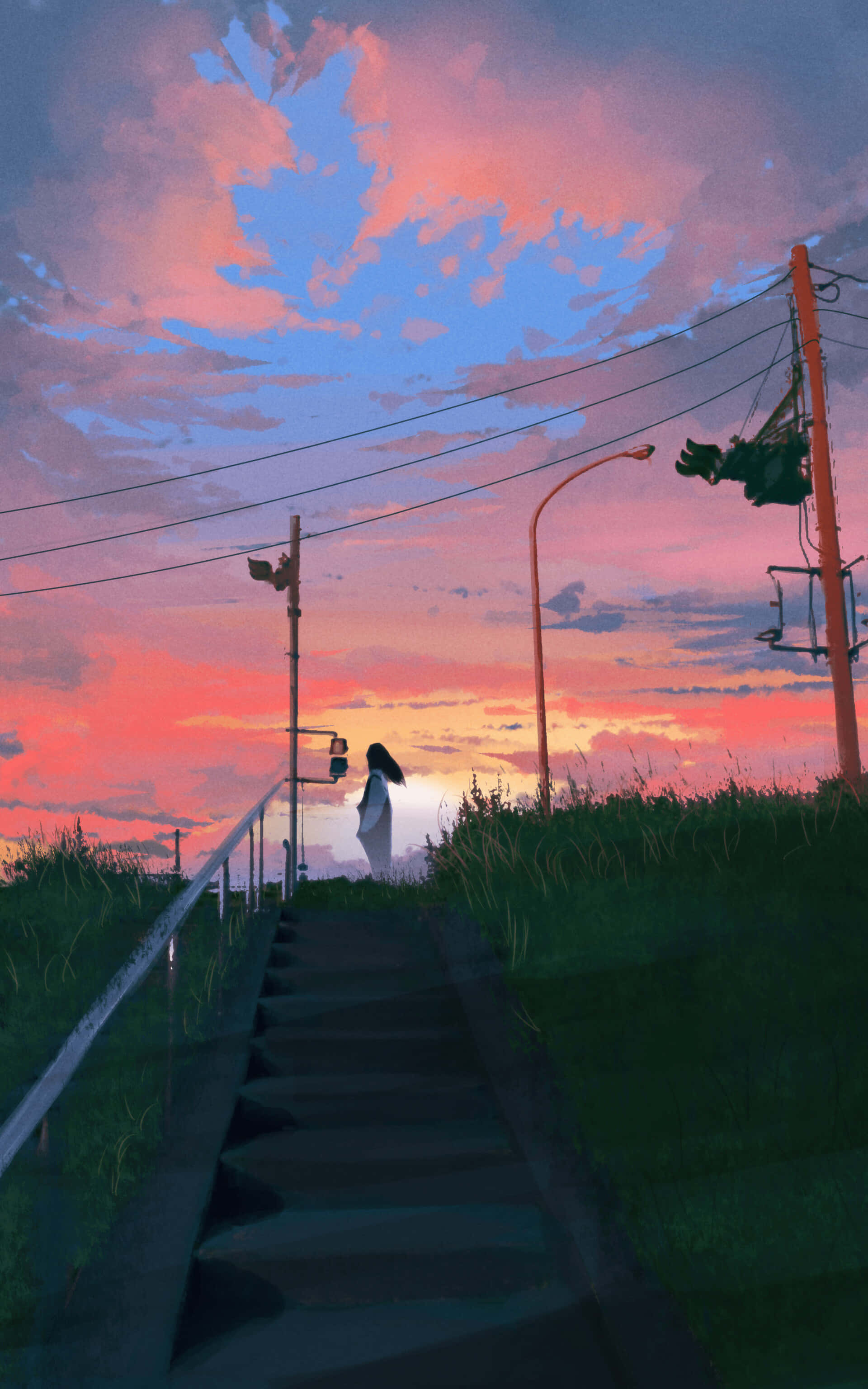 Retrato de chica anime al atardecer Fondos de pantalla