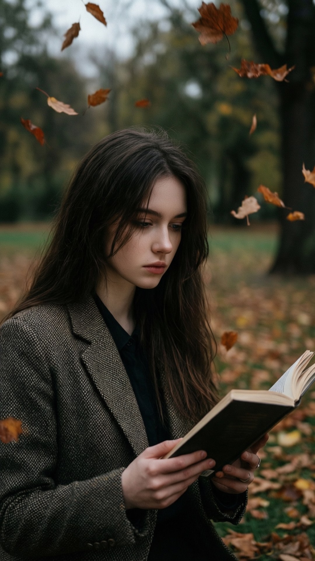 Retrato de lectora en otoño Fondos de pantalla