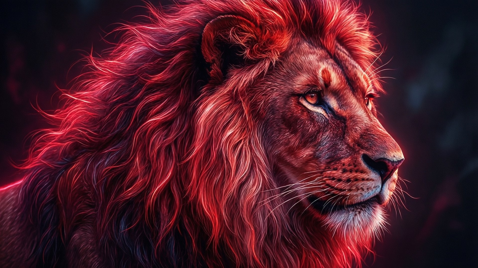 Retrato de León Rojo Neón Fondos de pantalla