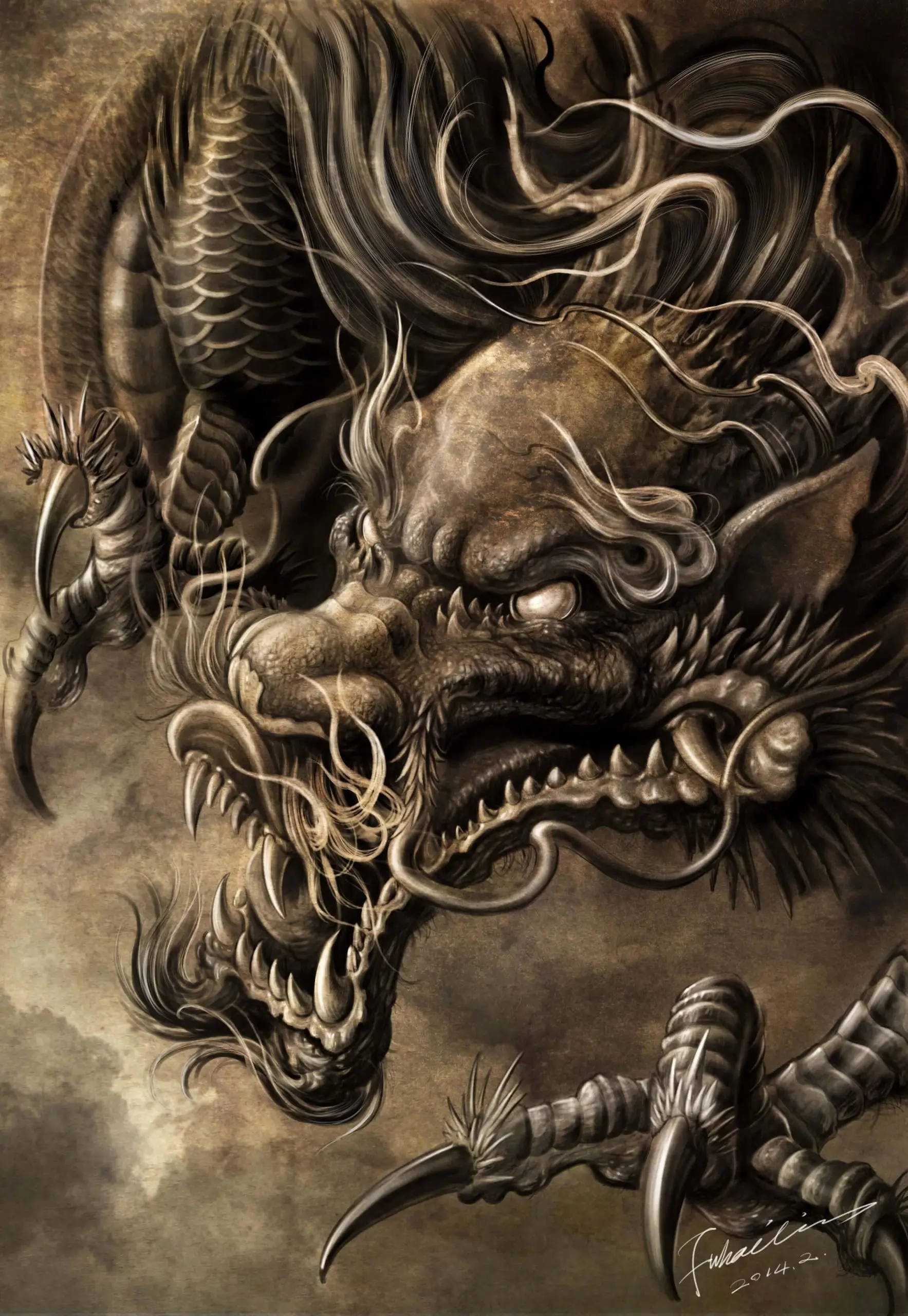 Retrato de Tatuaje de Dragón Japonés Fondos de pantalla