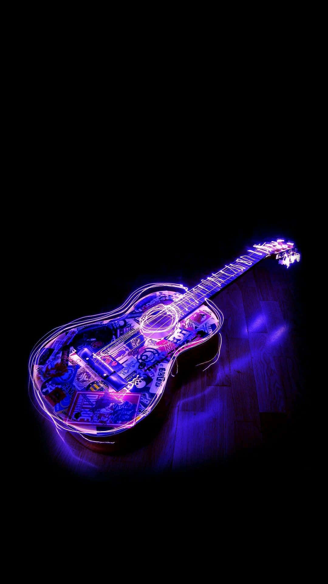 Retrato Estético de Guitarra con Neón Violeta Fondos de pantalla