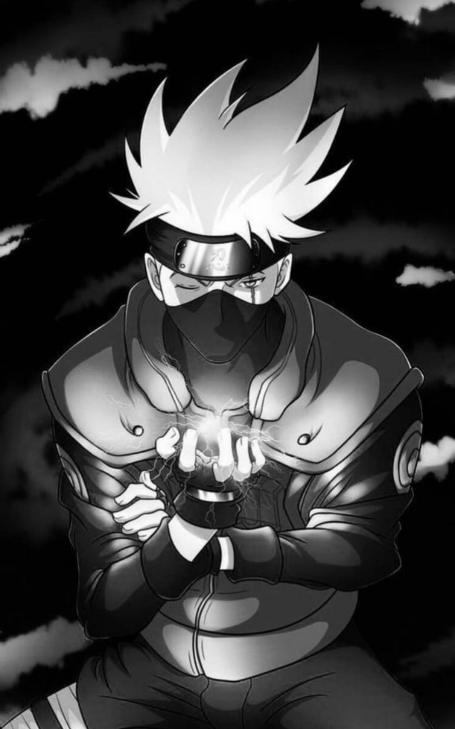 Retrato genial en blanco y negro de Kakashi Fondos de pantalla