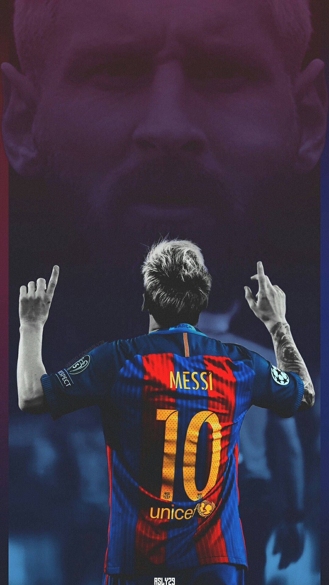 Rey Lionel Messi, Ganador del Balón de Oro en Tres Ocasiones, Señala al Cielo Fondos de pantalla