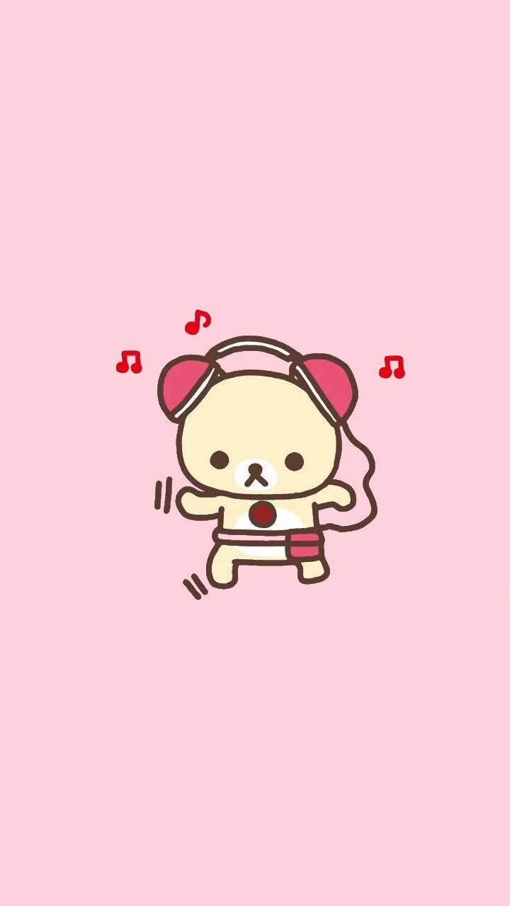Rilakkuma rosa estético, música linda y caricaturesca Fondos de pantalla