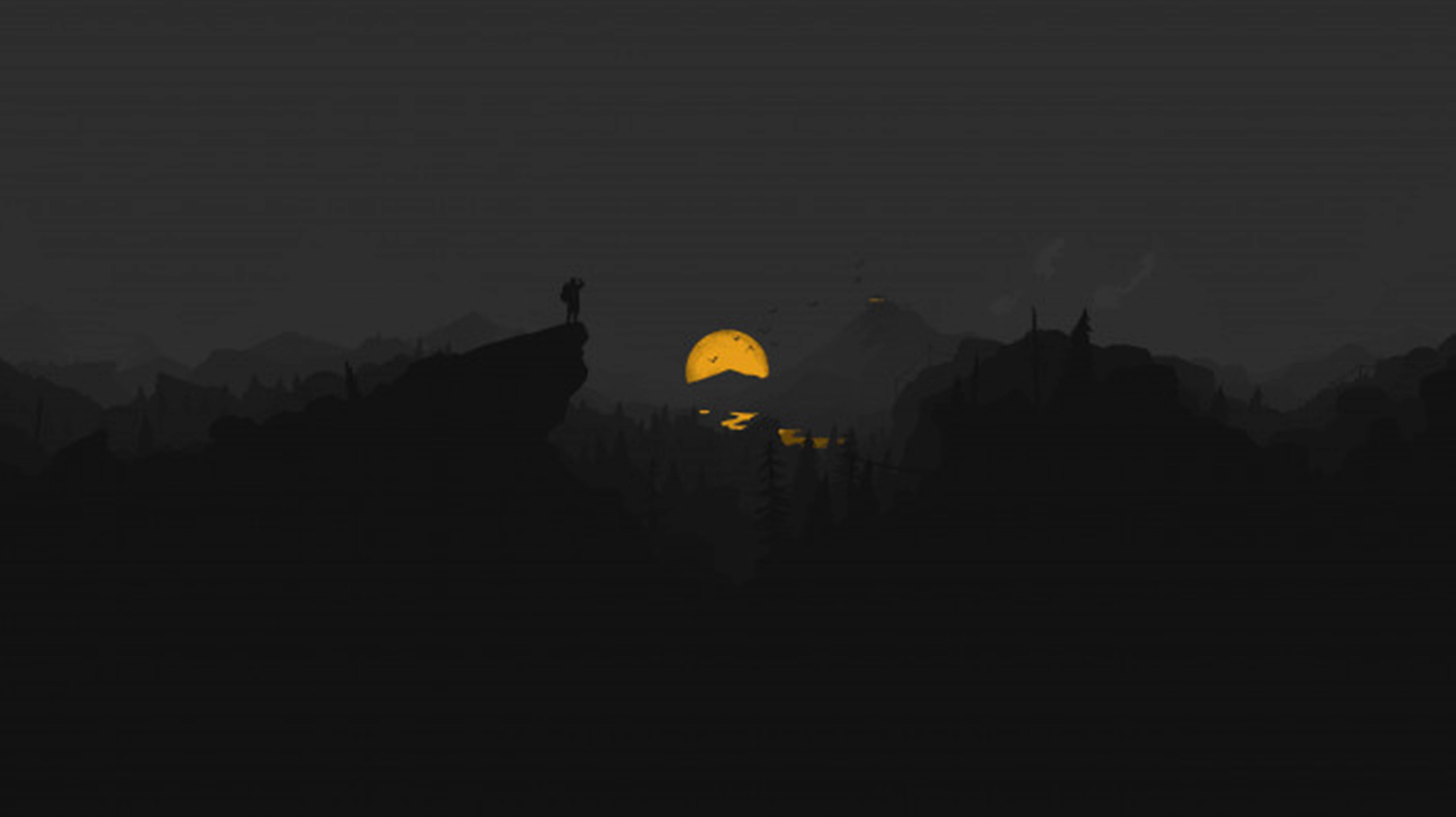 Río y Luna Amarilla 4K Firewatch Fondos de pantalla
