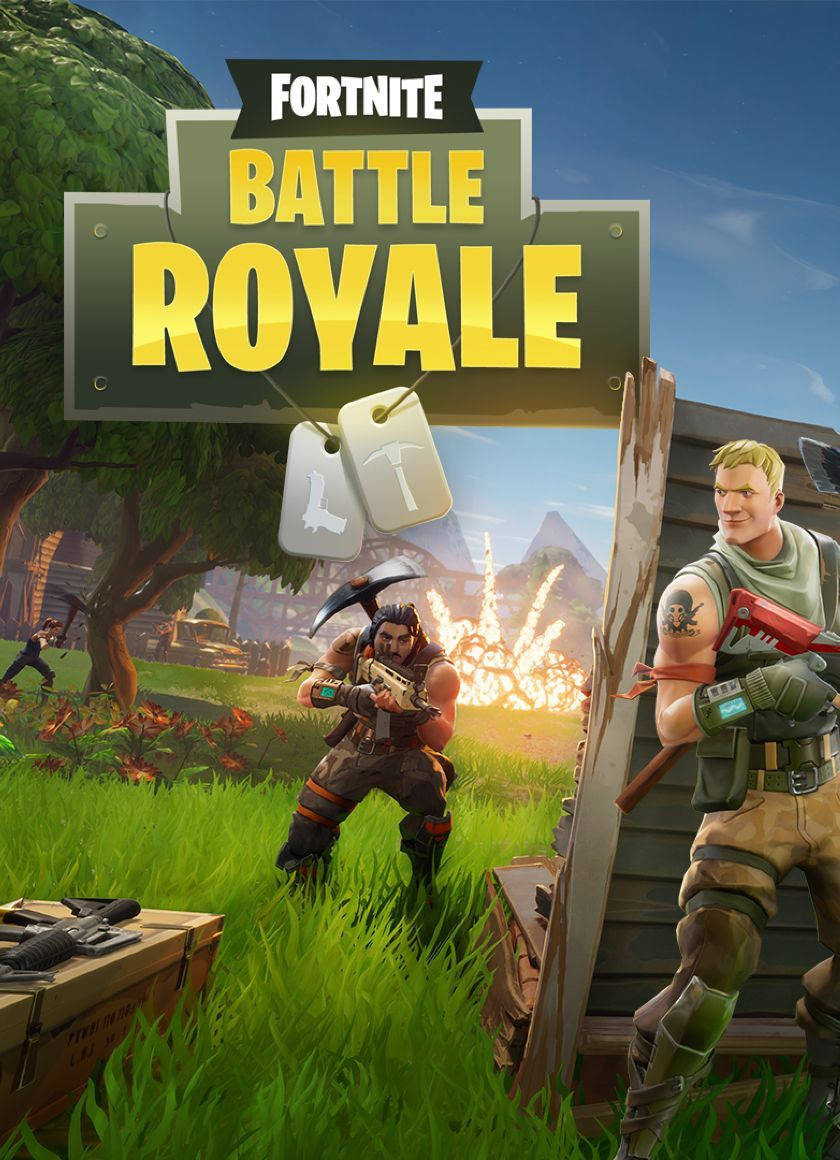 Fortnite battle royale con dos chicos peleando con sus armas wallpaper.