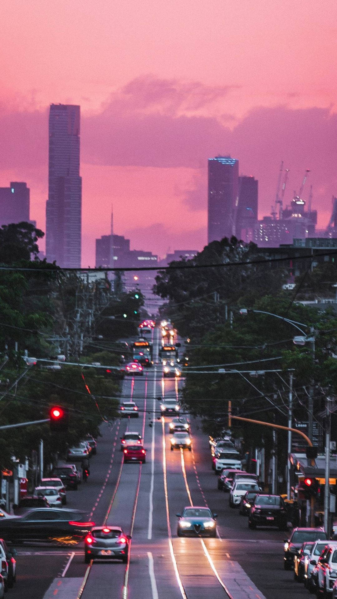 Rosa Estético Sobre la Ciudad Fondos de pantalla