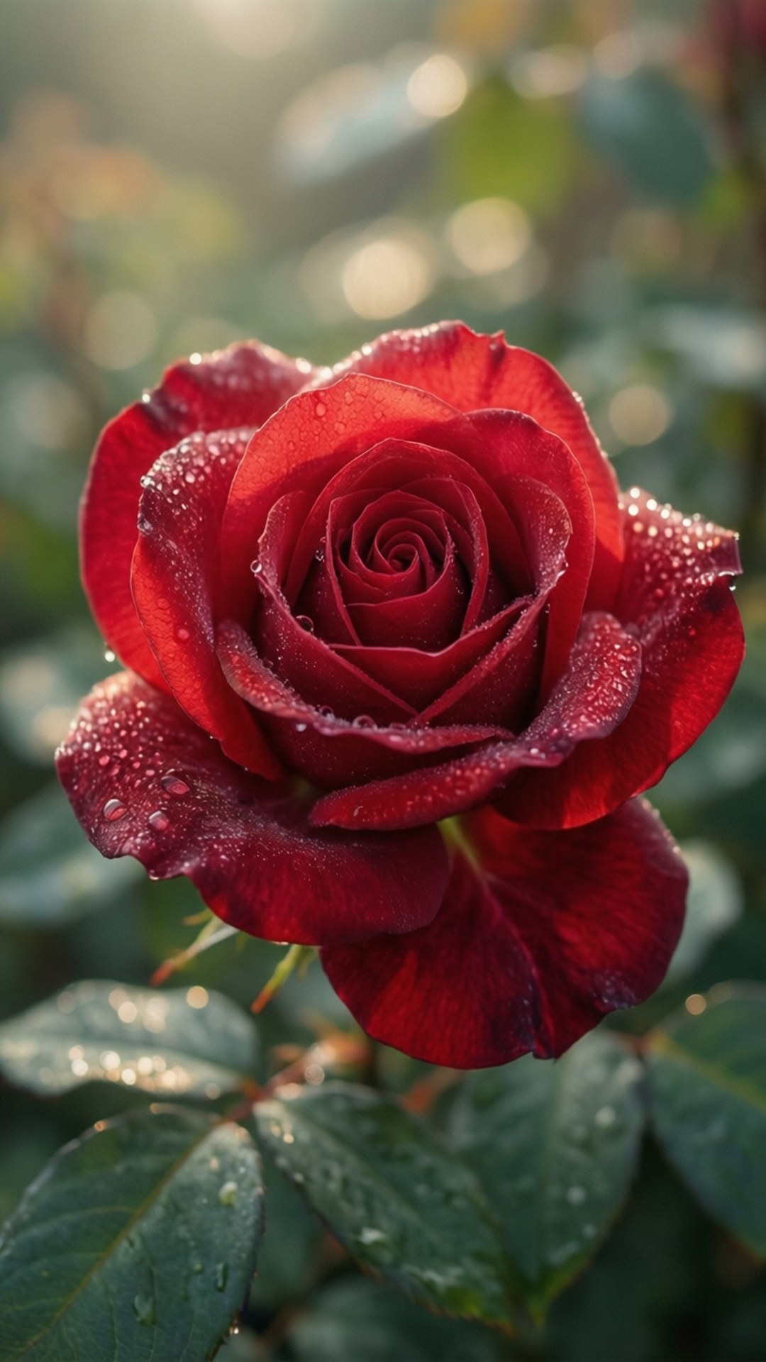 Rosa Roja con Rocío Fondos de pantalla