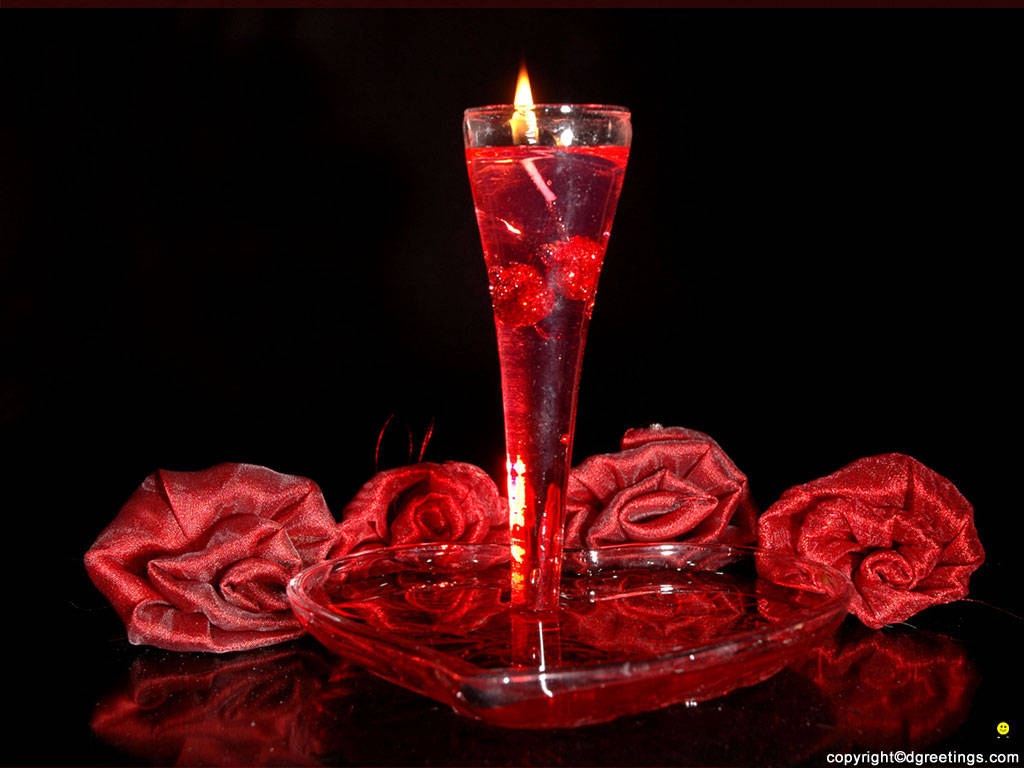 Rosas Rojas y Vela para el Día de San Valentín Fondos de pantalla