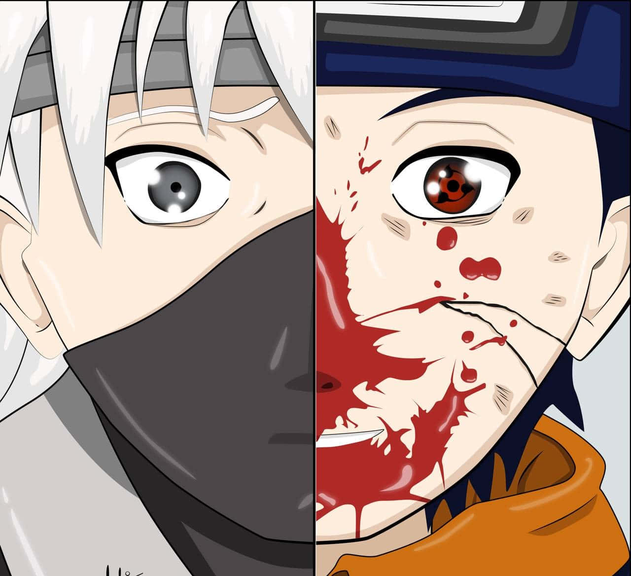 Rostro de Kakashi y Obito Fondos de pantalla