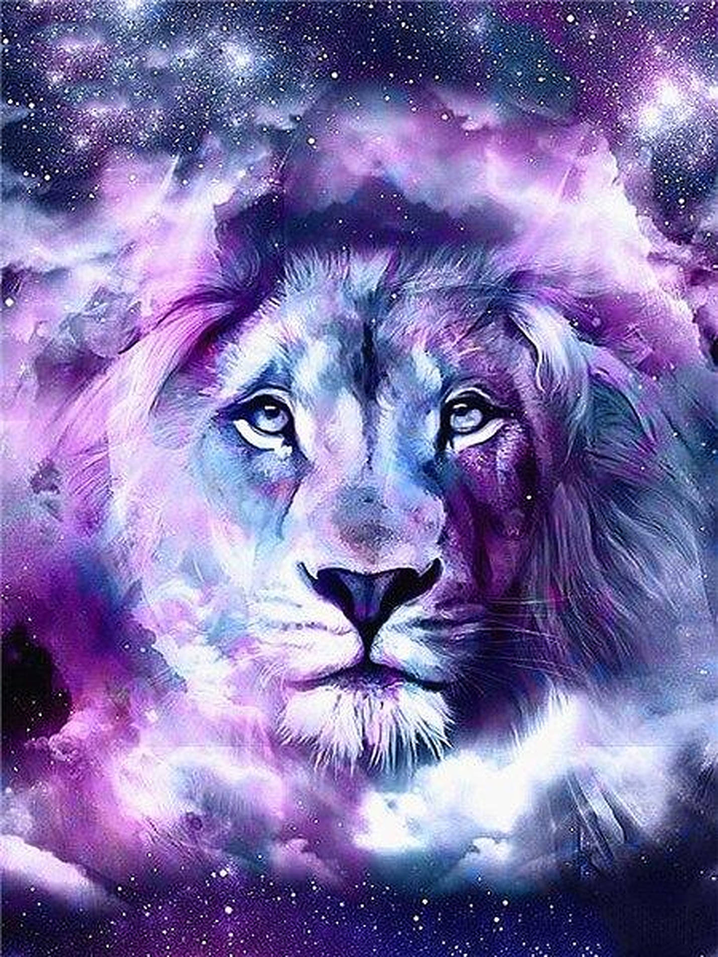 Rostro de León Galaxia Humo Púrpura Fondos de pantalla