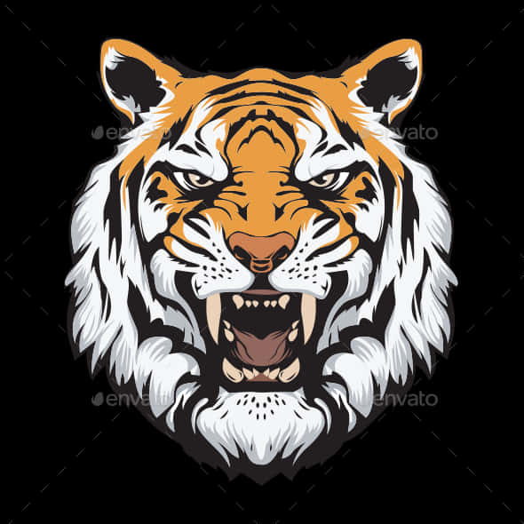 Rostro Intenso de Tigre en Arte Vectorial Fondos de pantalla