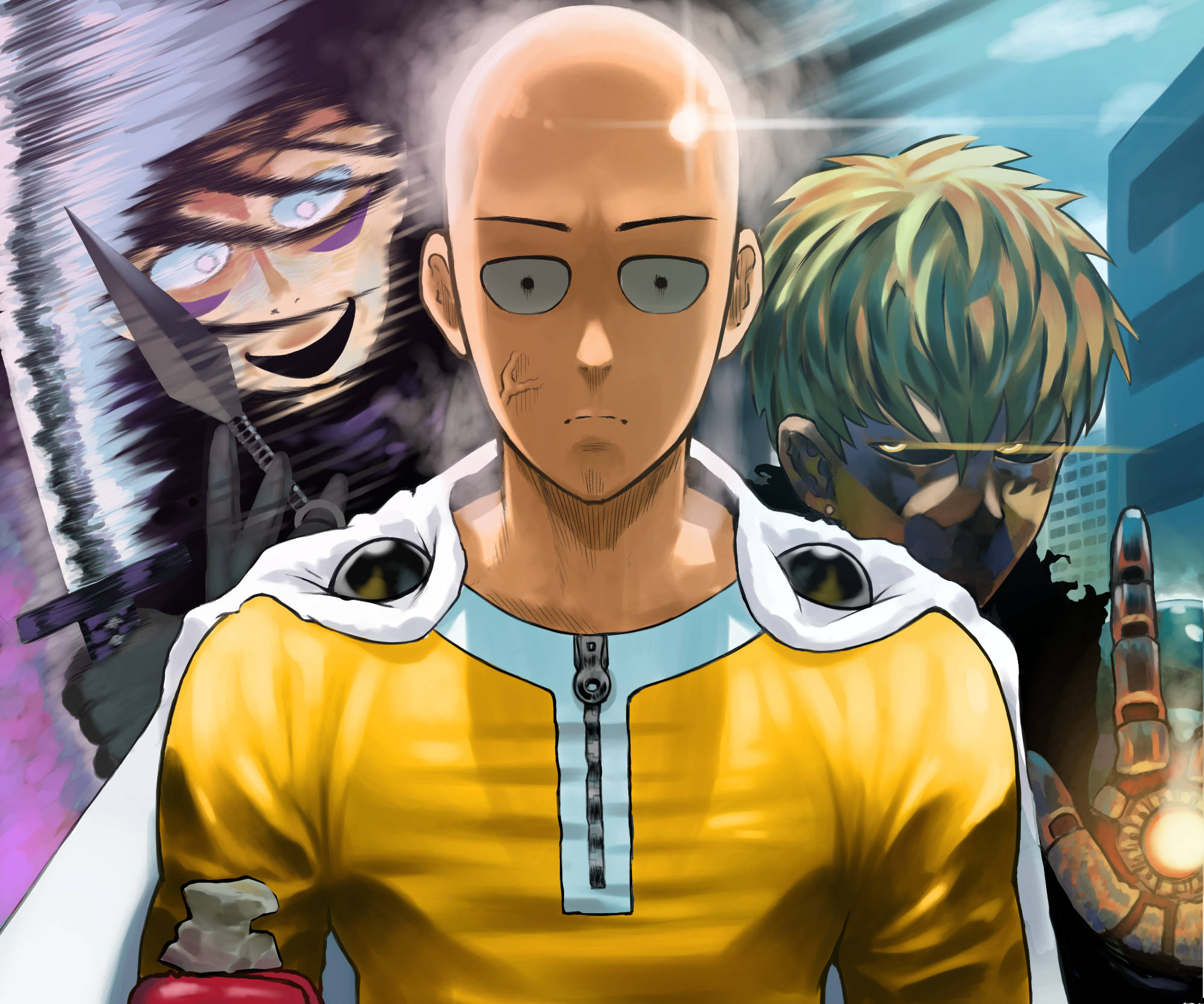 Saitama y Genos de One Punch Man Divertidos Fondos de pantalla