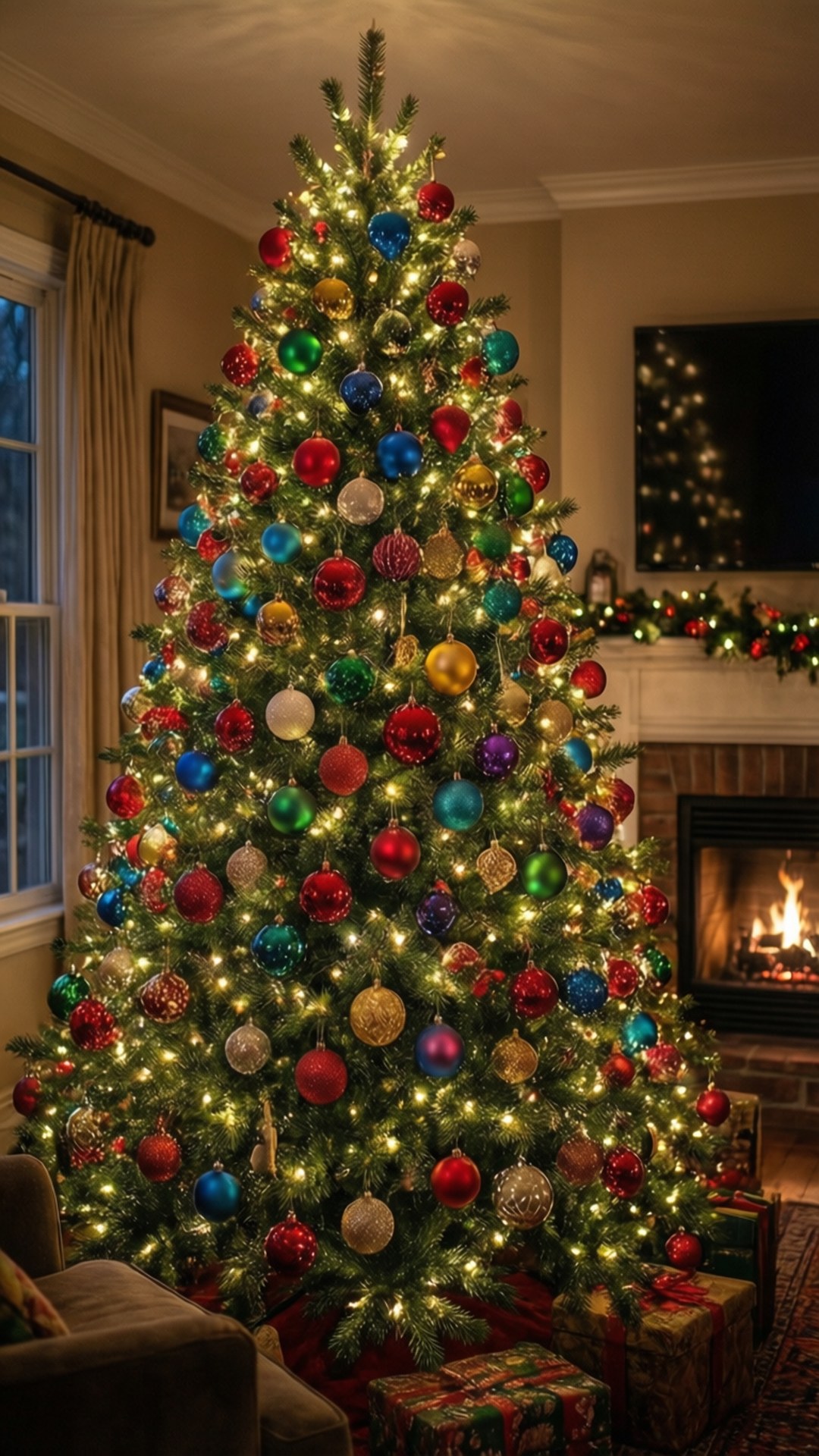 Sala Acogedora con Árbol de Navidad Fondos de pantalla