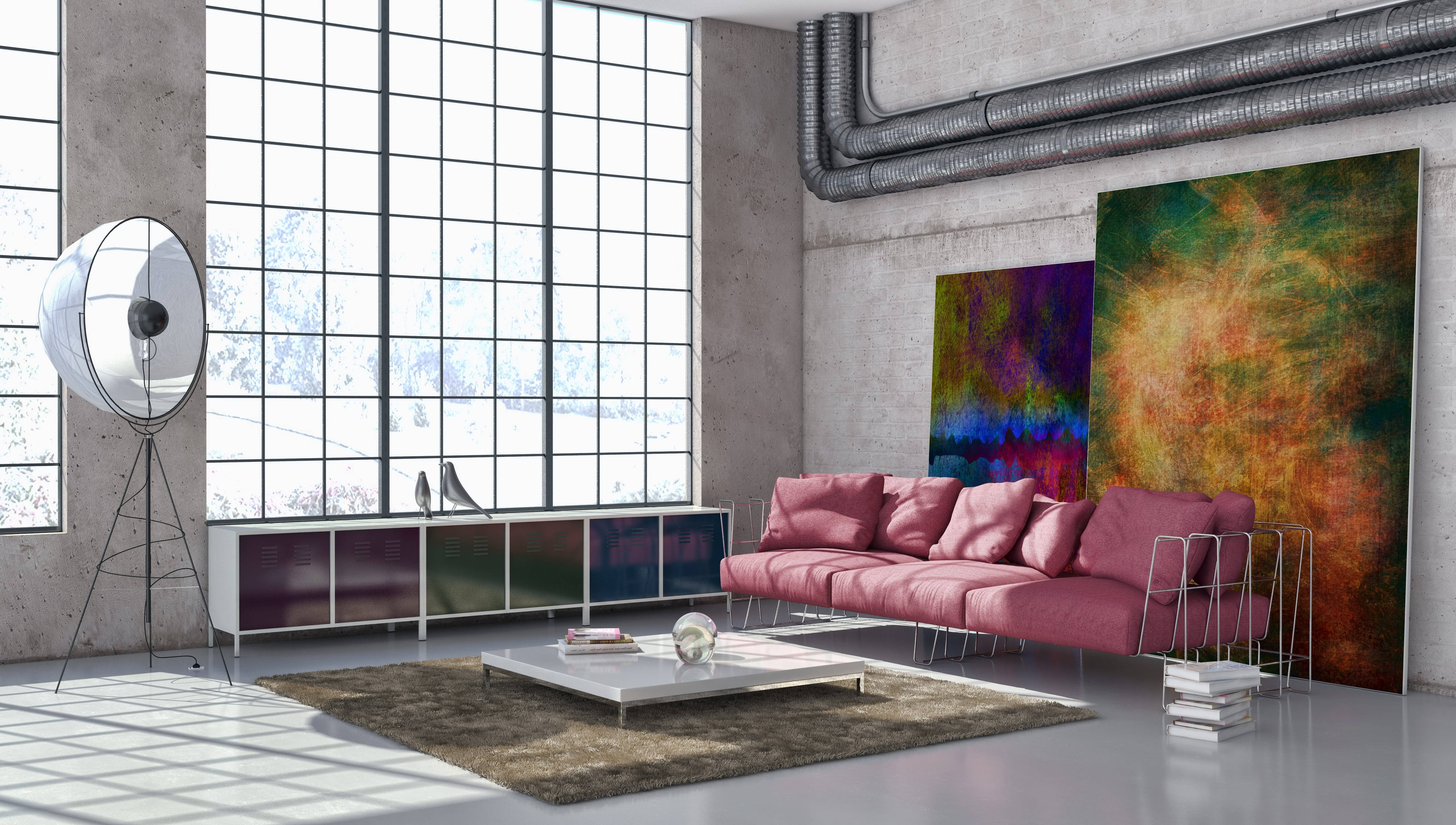 Sala de Estar con Acabado de Concreto Fondos de pantalla