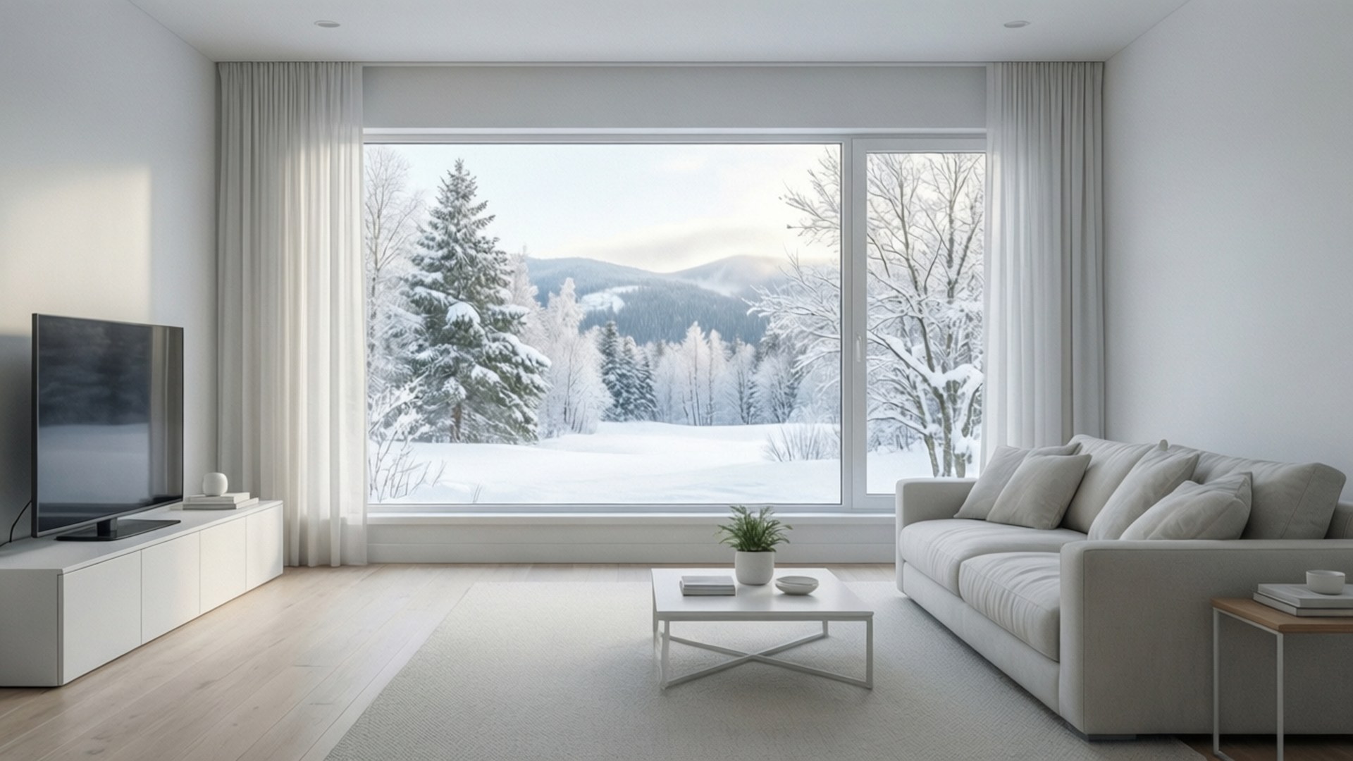 Sala de estar minimalista nevada Fondos de pantalla