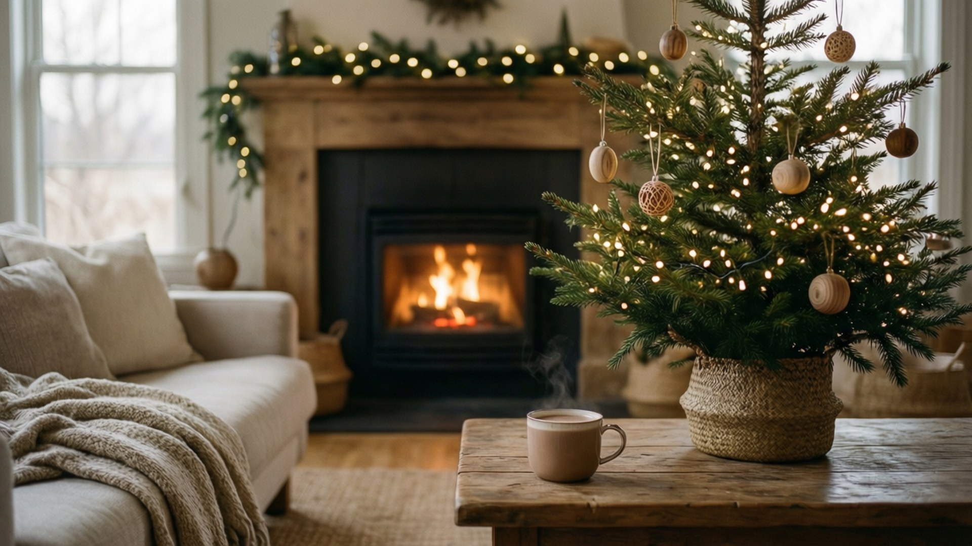 Sala de estar navideña Hygge Fondos de pantalla