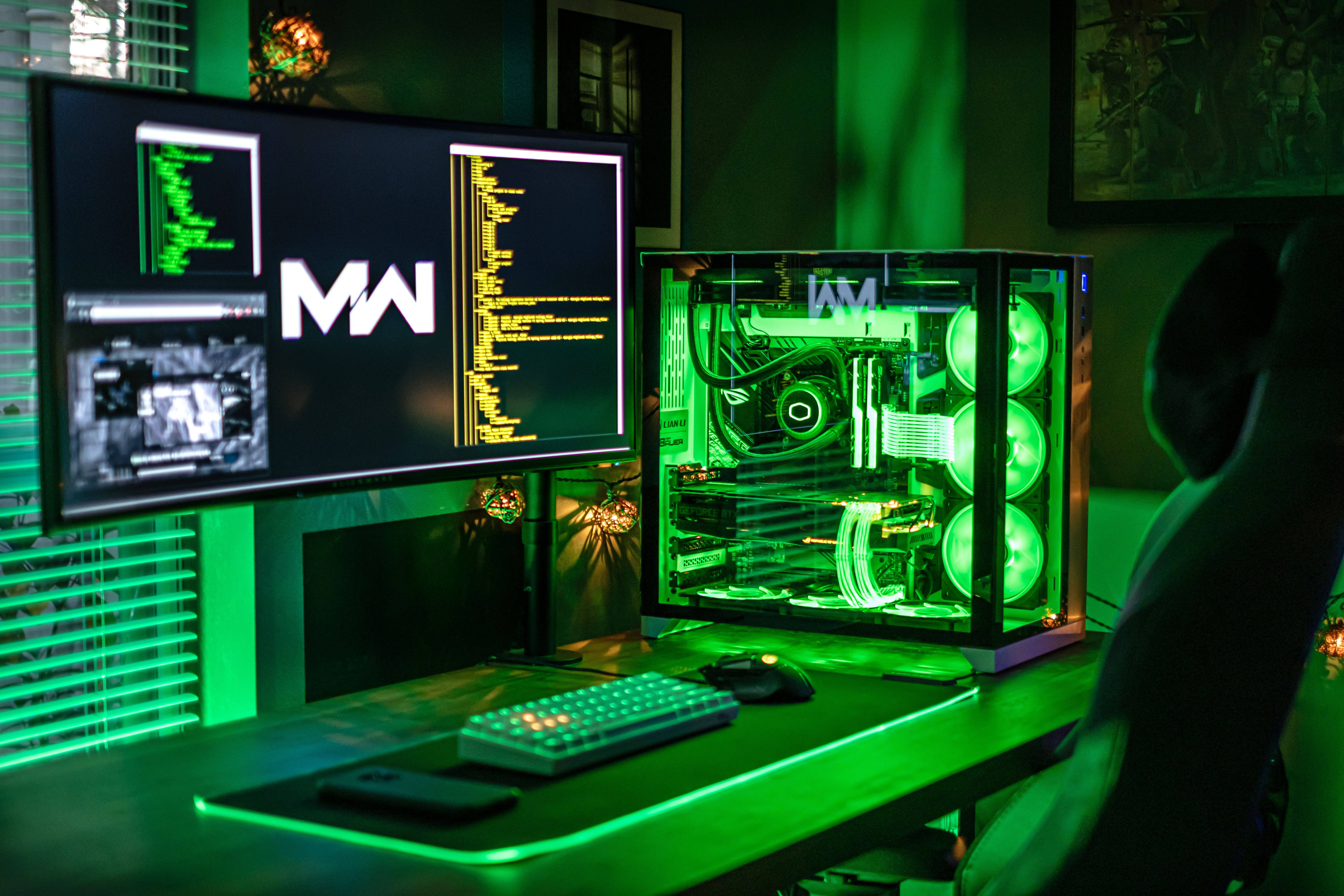Sala de Juegos con Luces Verdes Fondos de pantalla