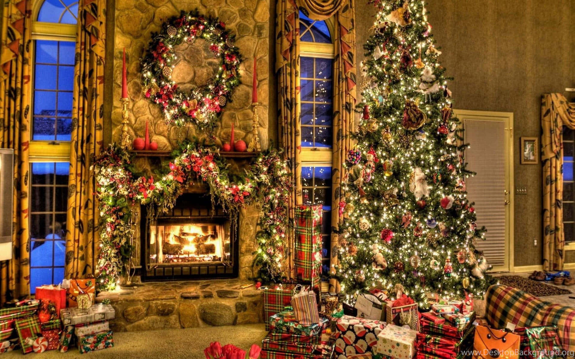 Sala luminosa de Navidad para escritorio en alta resolución Fondos de pantalla