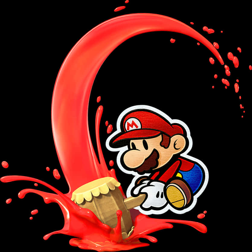 Salpicadura de pintura roja de Mario caricatura Fondos de pantalla