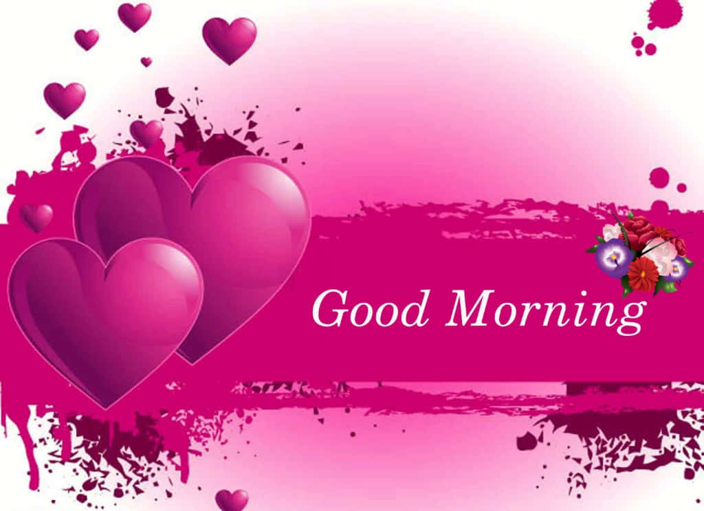 Saludo de Buenos Días con Corazones Románticos Fondos de pantalla