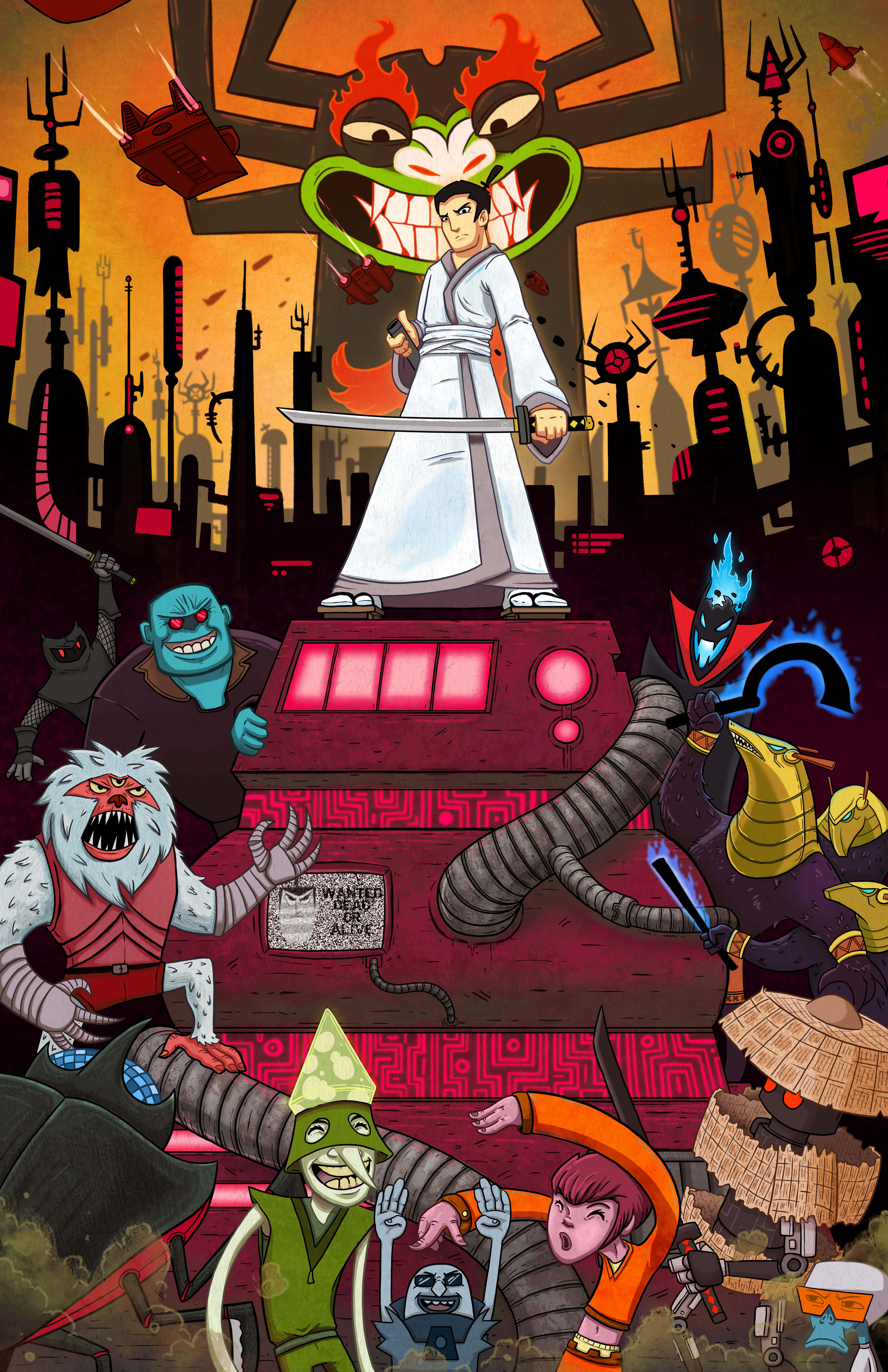 Samurai Jack en un paisaje estilizado Fondos de pantalla