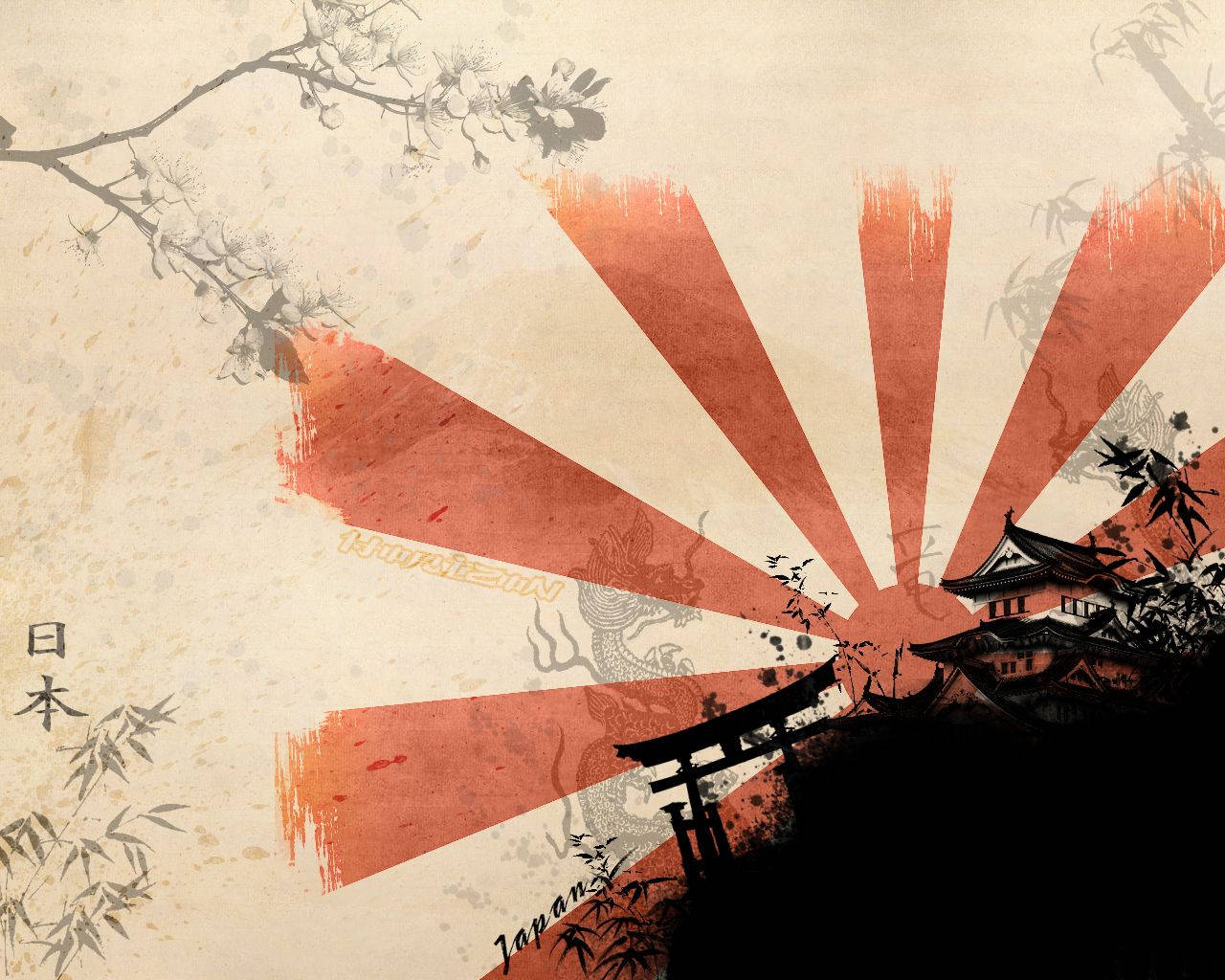 Samurái japonés sol naciente Fondos de pantalla