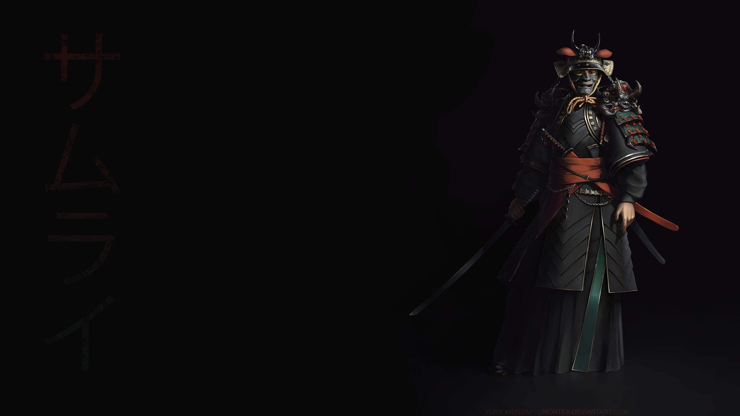 Samurái Japonés con Dos Espadas Fondos de pantalla