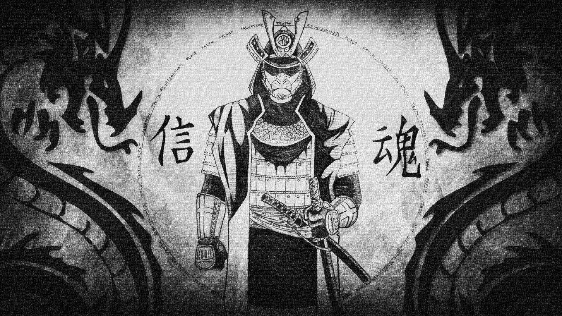 Samurai Japonés del Dragón Gemelo Fondos de pantalla