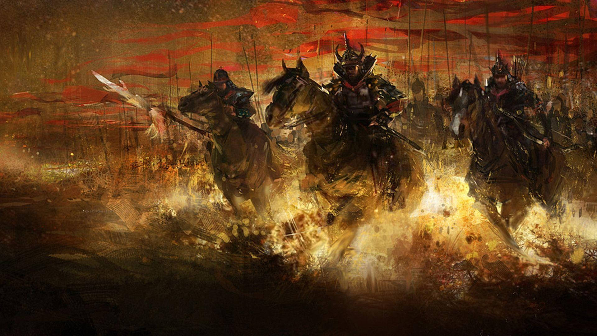 Samurái Japonés Llamas y Caballos Fondos de pantalla