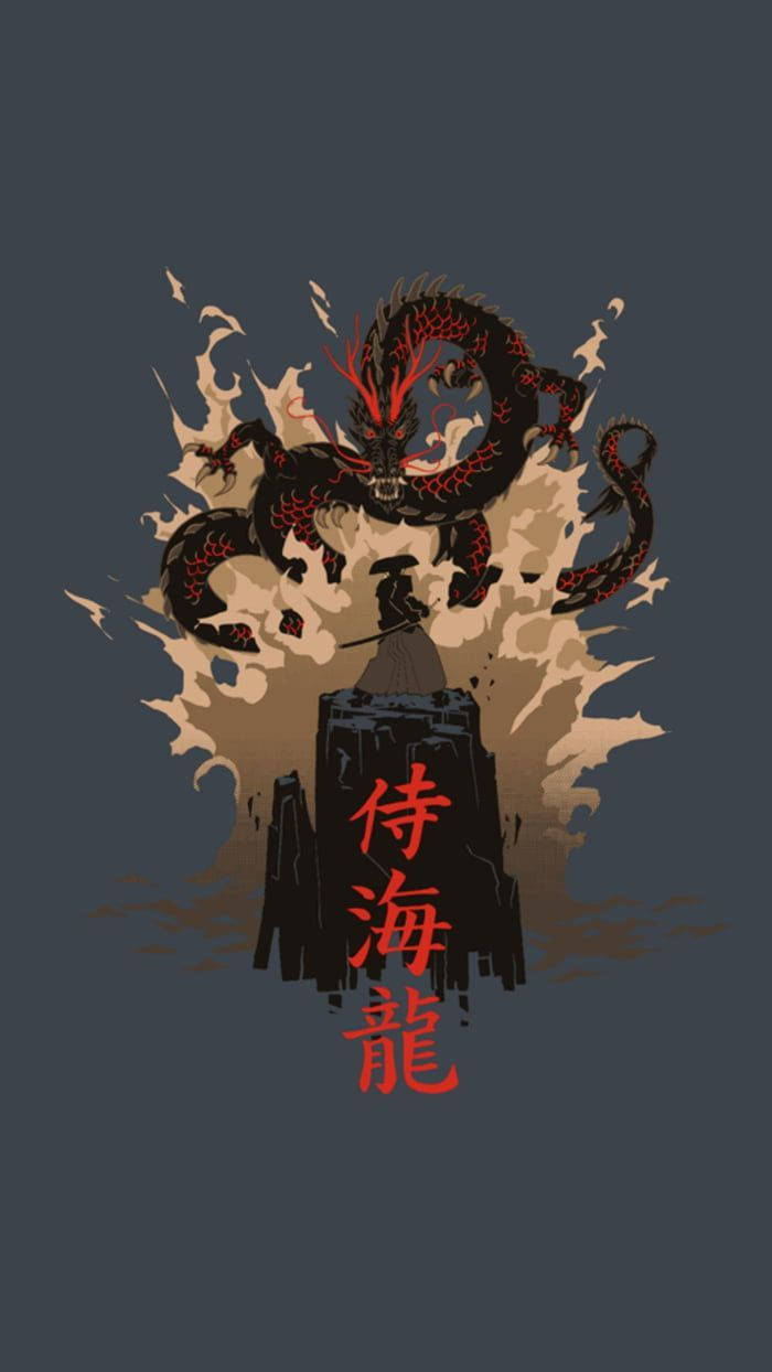 Samurái Japonés Roca y Dragón Fondos de pantalla