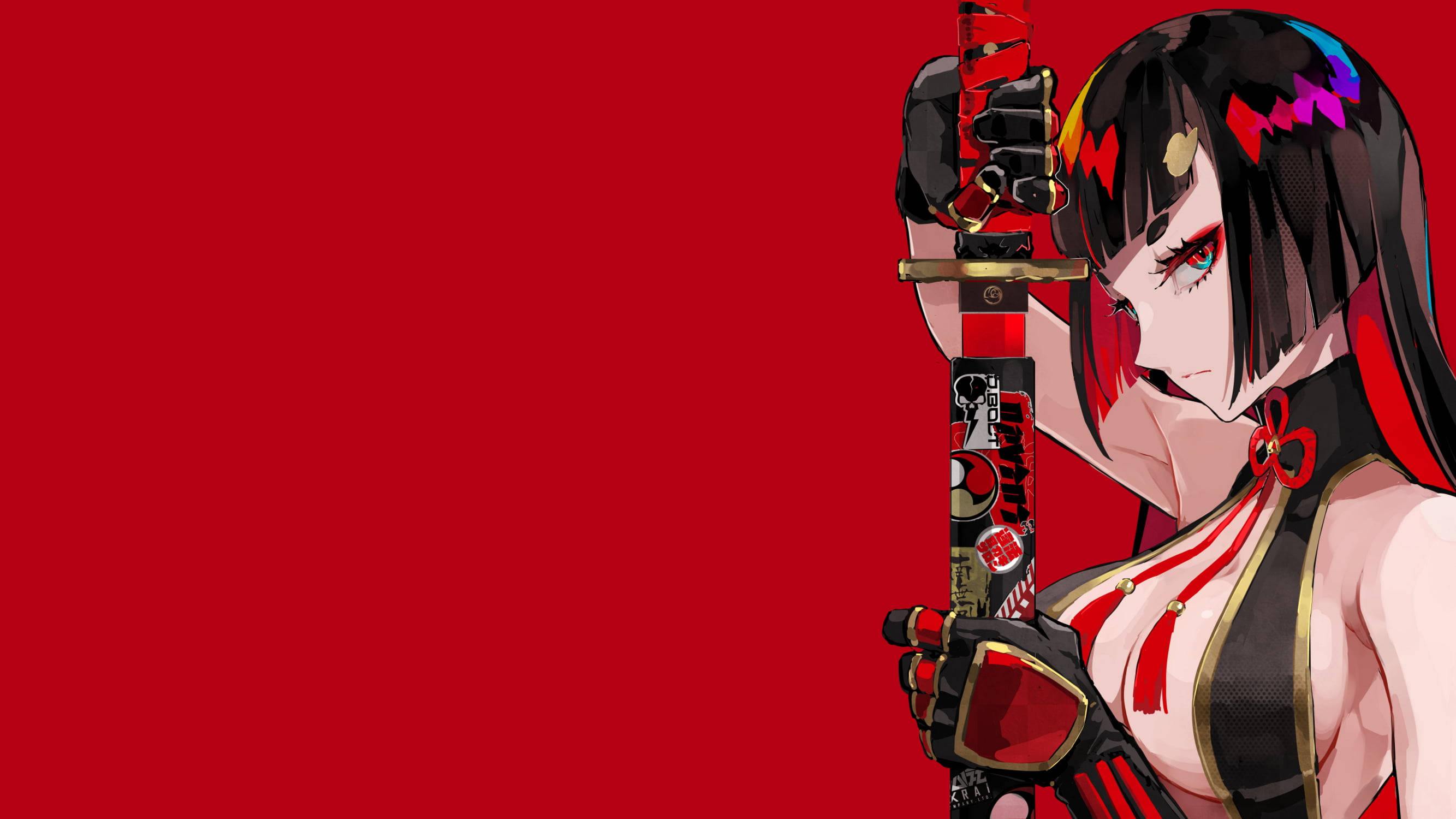 Samurái Rojo de Anime Rojo Fondos de pantalla