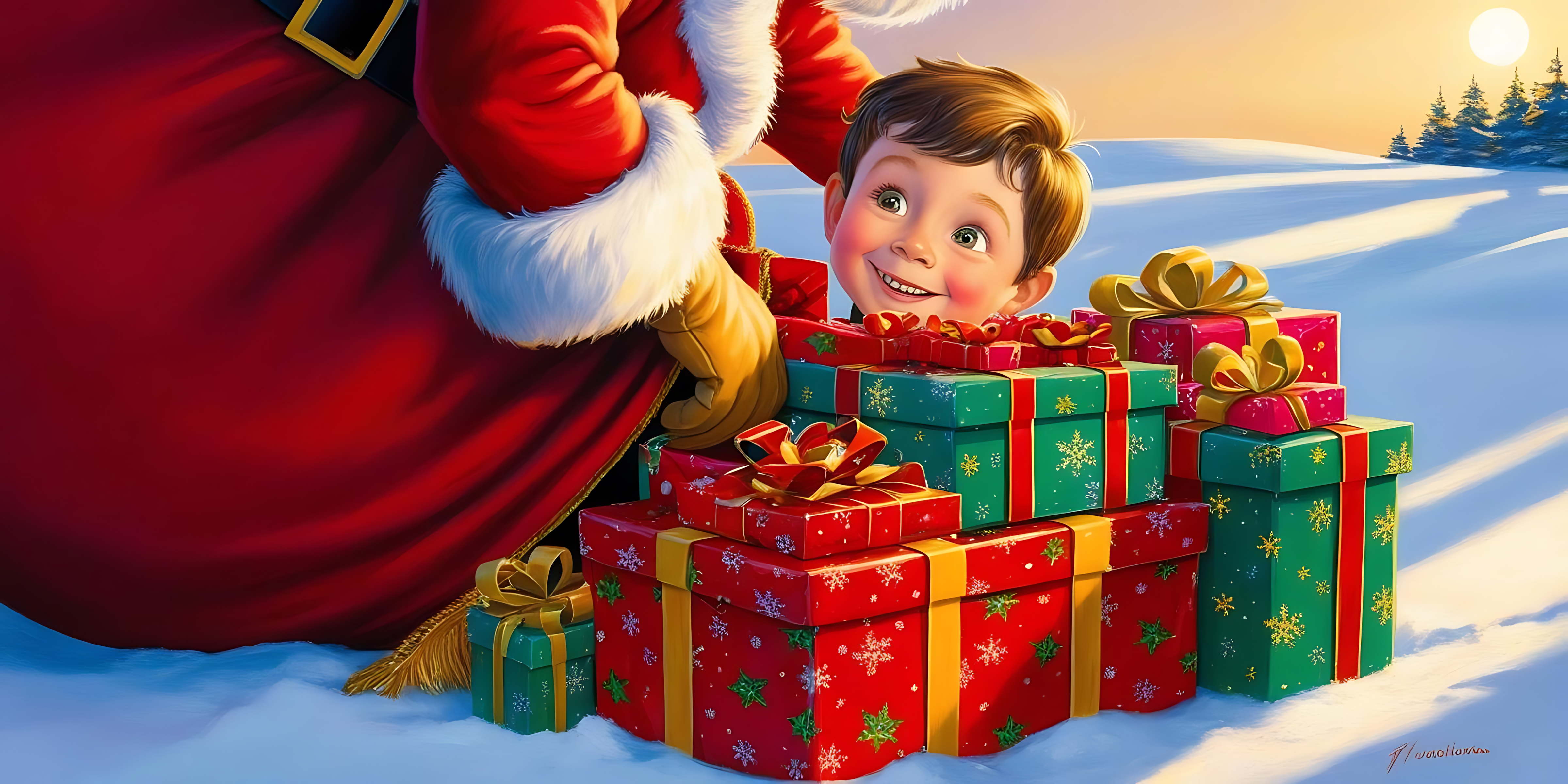 Santa Claus entregando regalos Fondos de pantalla