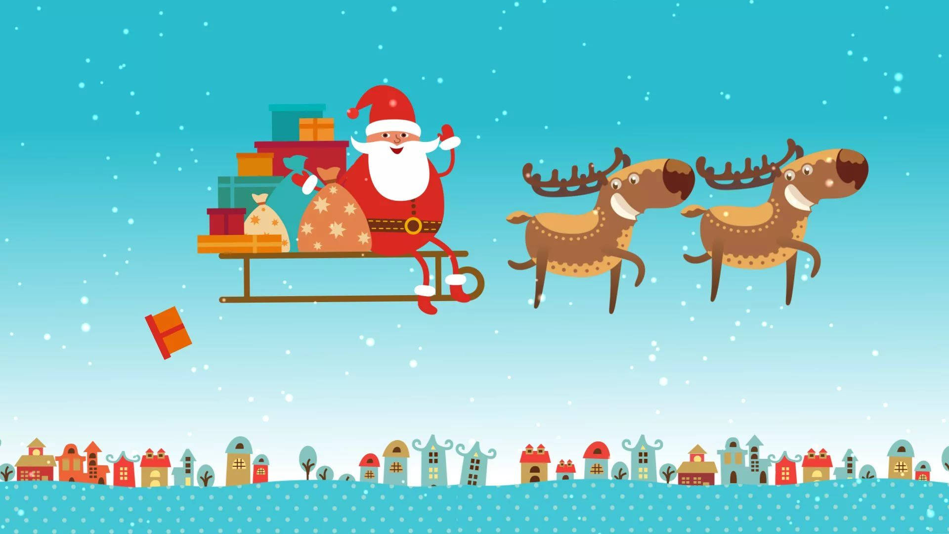 Santa Claus Reno y Trineo Navidad Divertida Fondos de pantalla