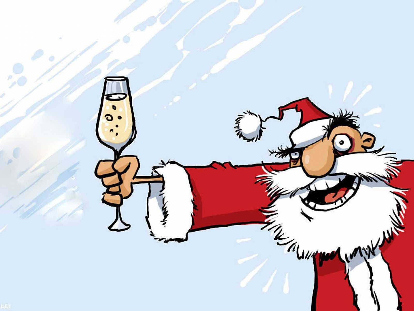 Santa Claus sosteniendo champán divertido Navidad Fondos de pantalla