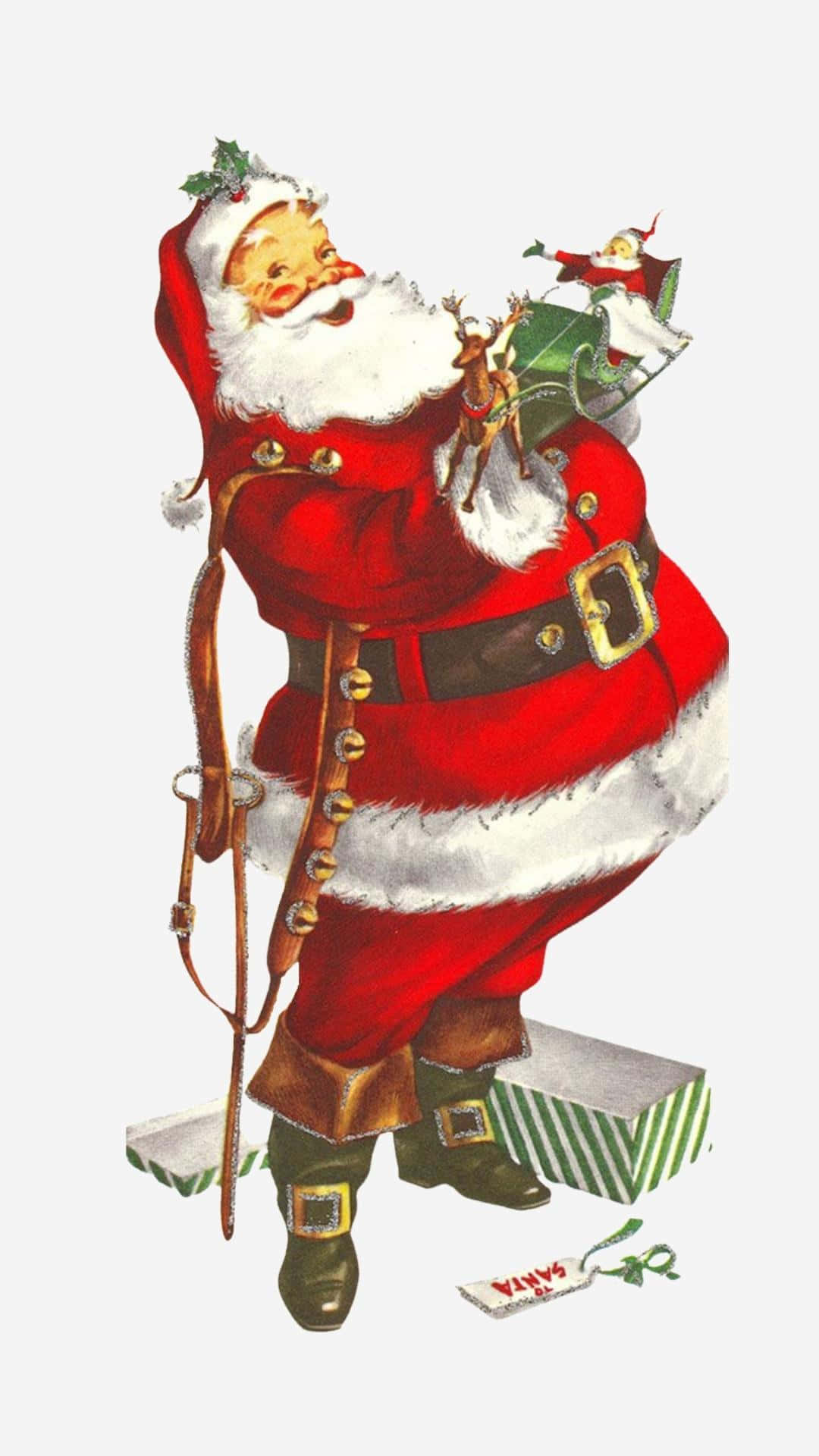Santa Claus sosteniendo un regalo Fondos de pantalla