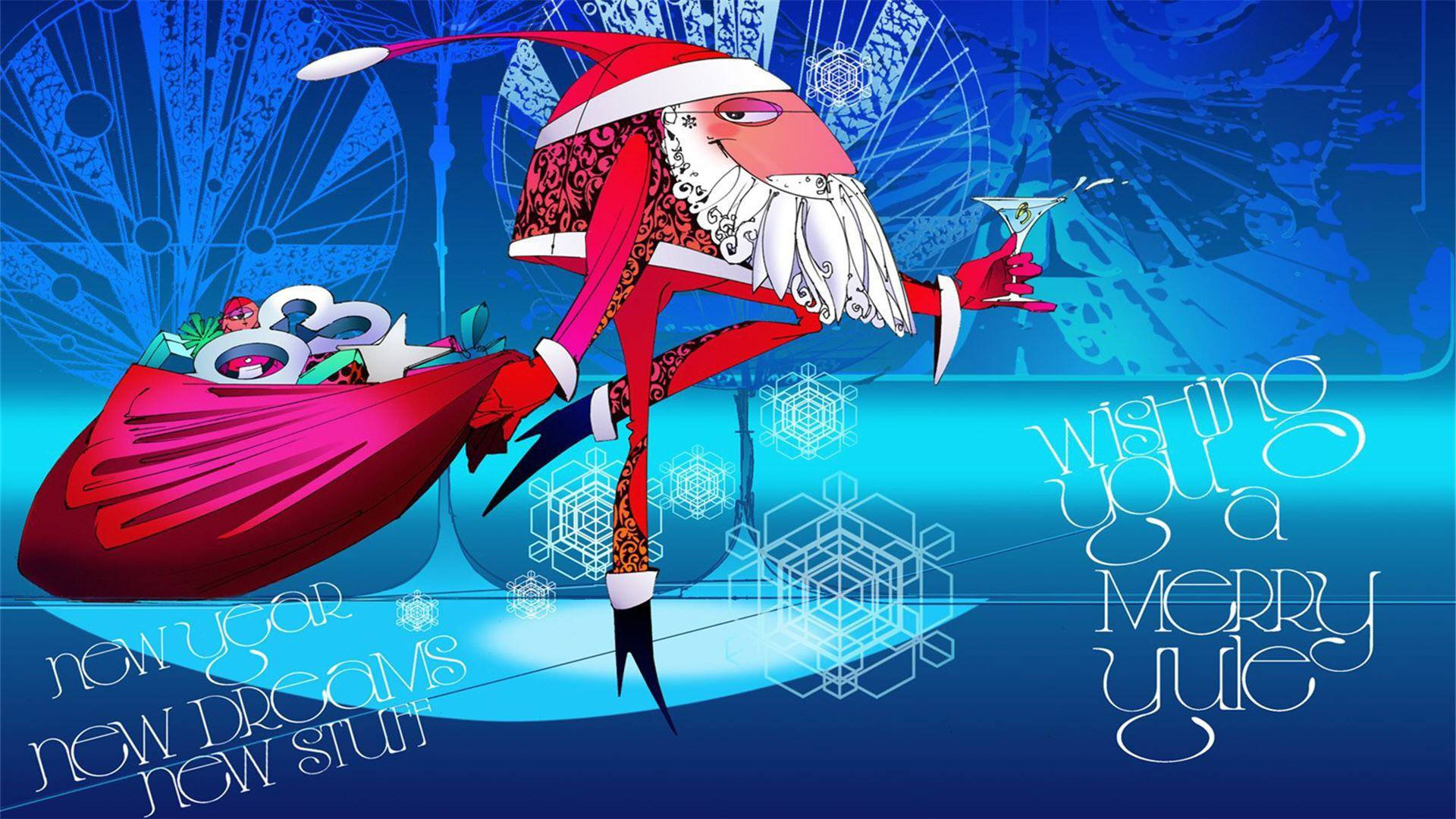Santa con su bolsa divertido Navidad Fondos de pantalla