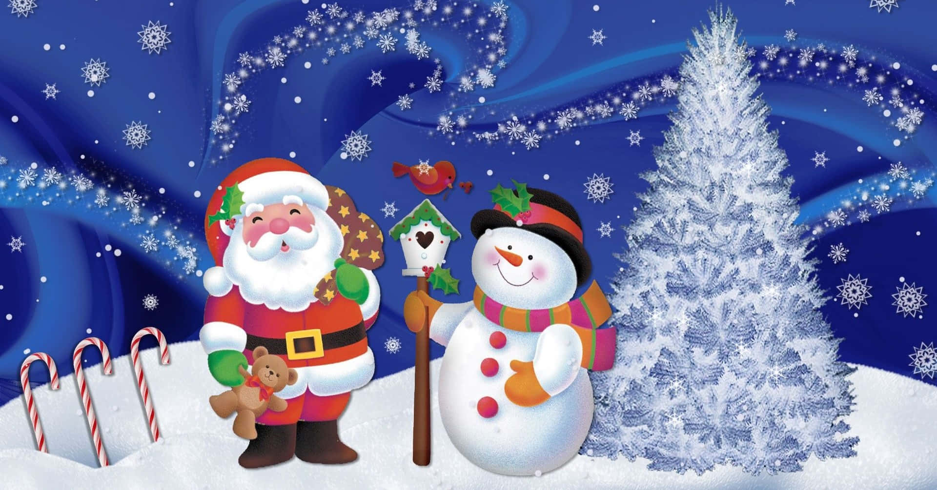 Santa y Reno en un Divertido Accidente Nevado Fondos de pantalla