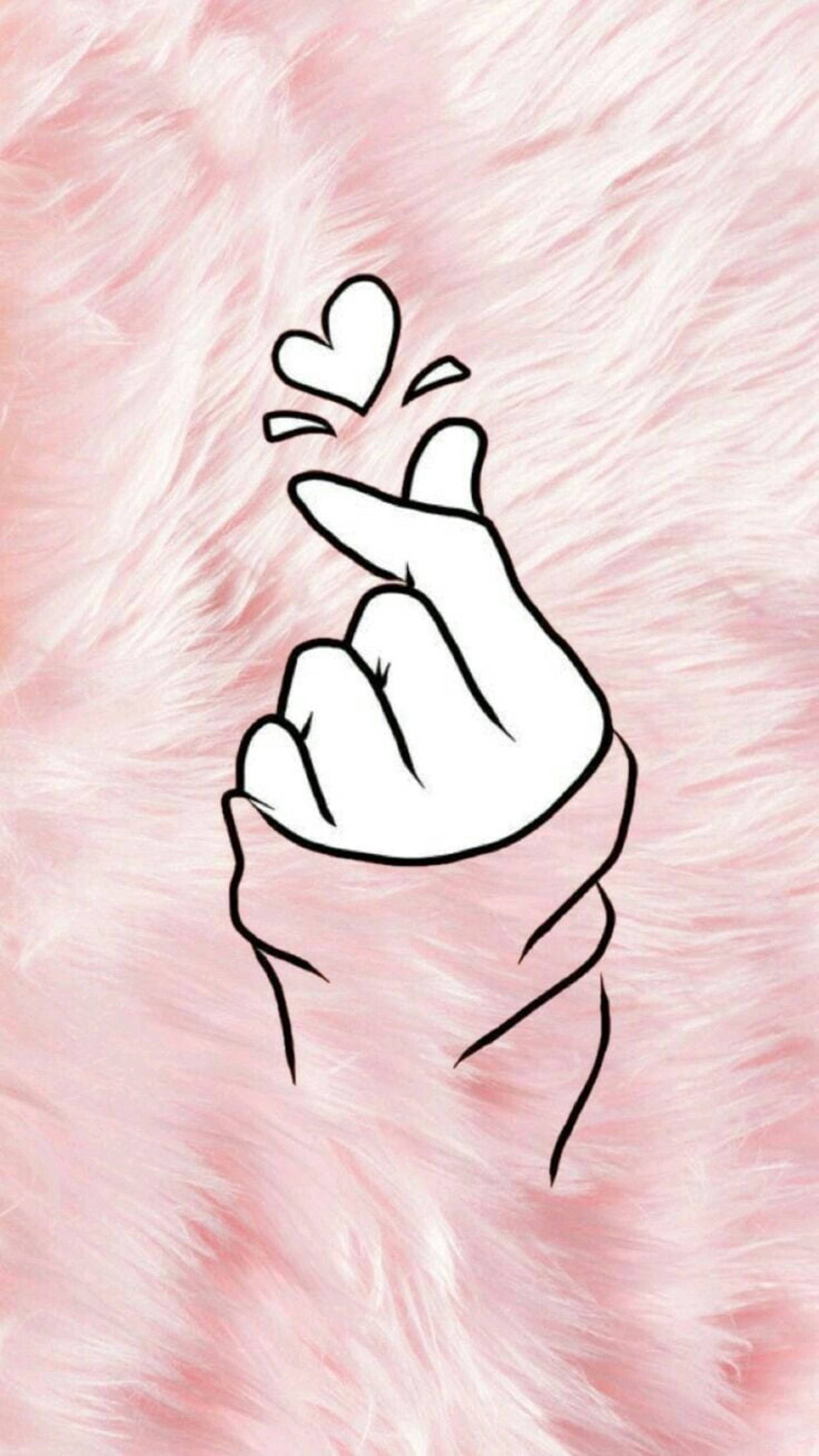 Saranghae Corazón con Dedos sobre Alfombra Rosa Fondos de pantalla