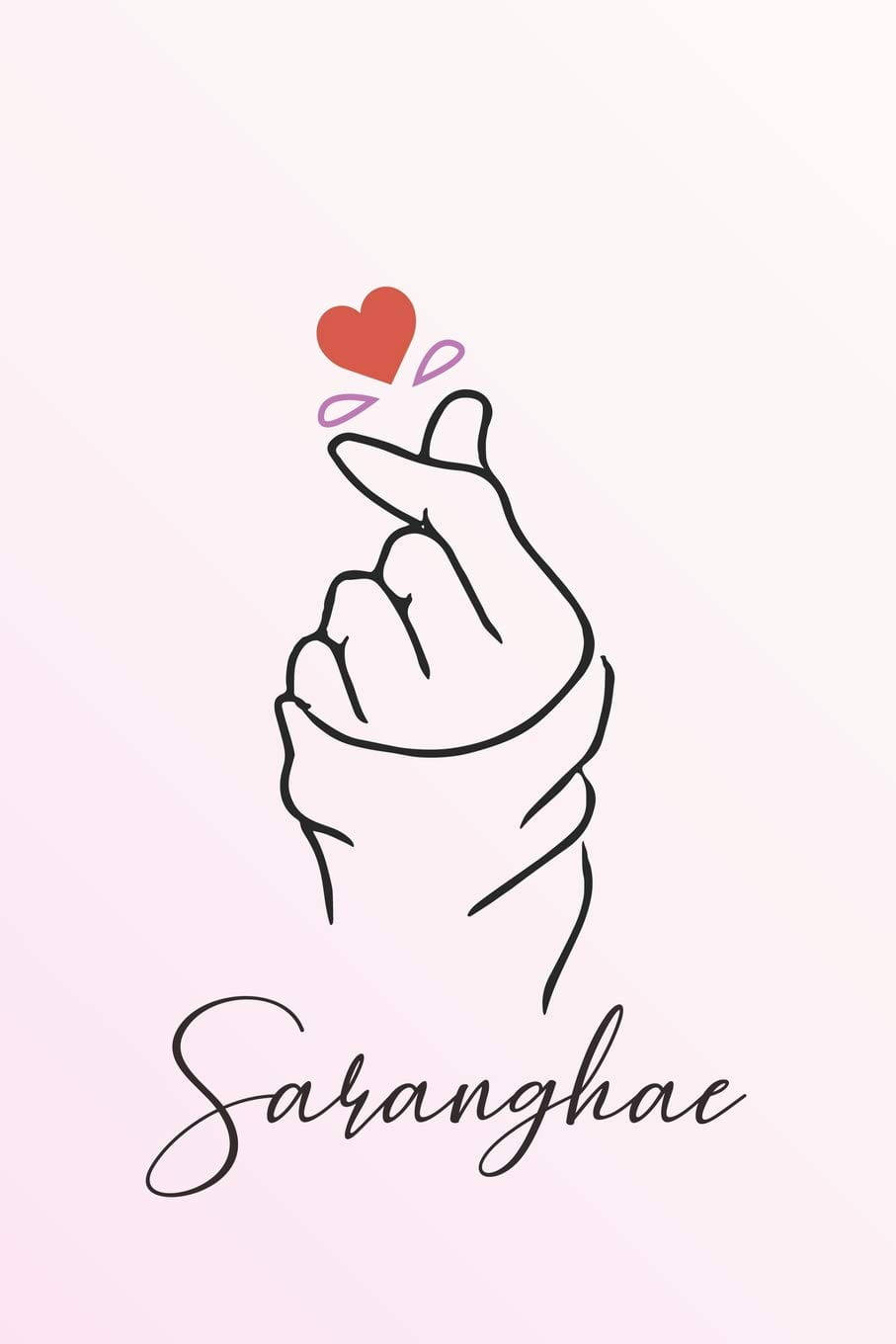 Saranghae corazón coreano con los dedos Fondos de pantalla